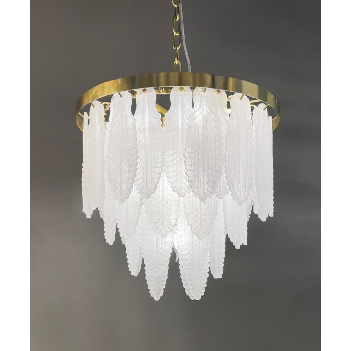 Tampa Leaf Round Tiered Glass Chandelier - Italian Concept