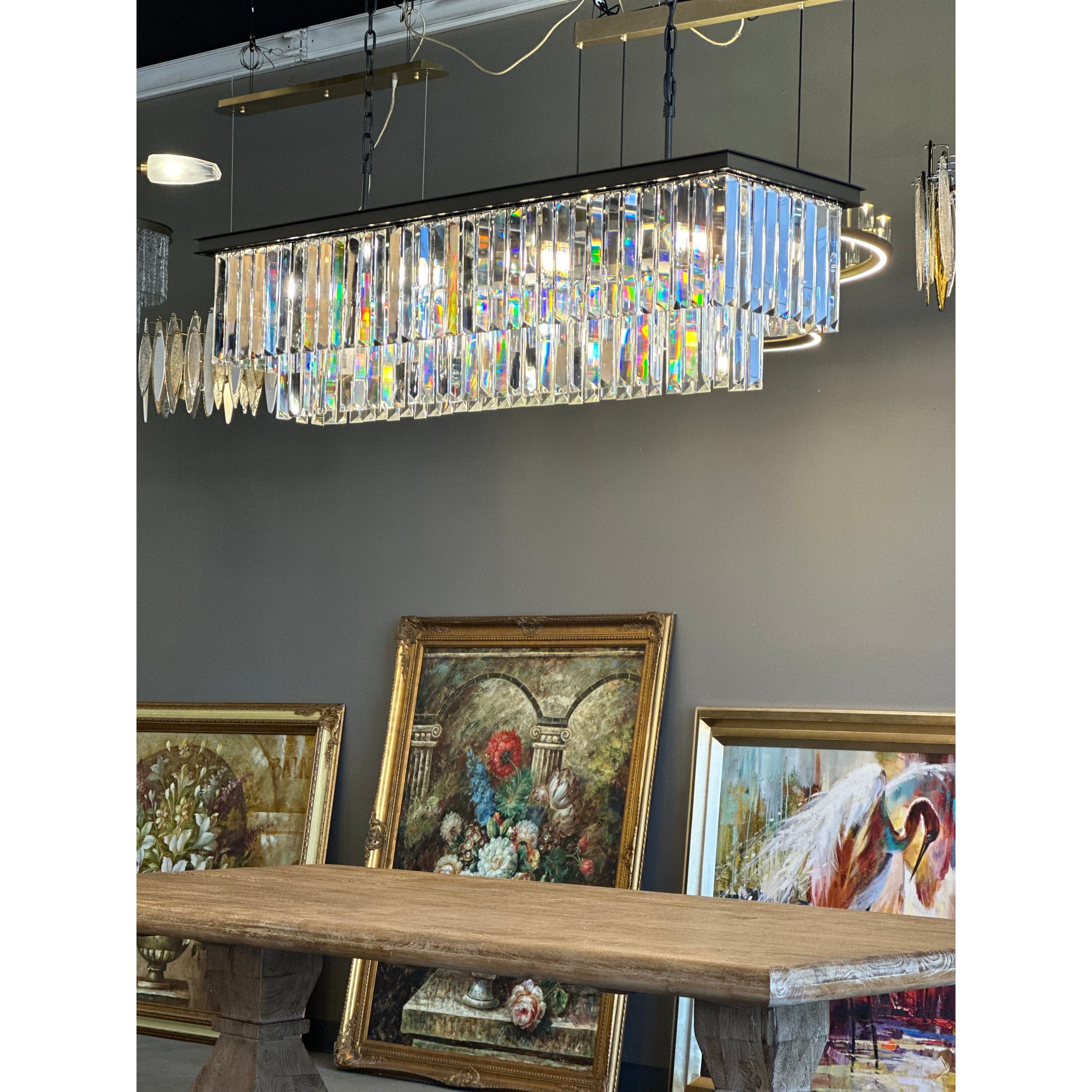 Odeon Crystal Fringe Rectangular Chandelier - Italian Concept