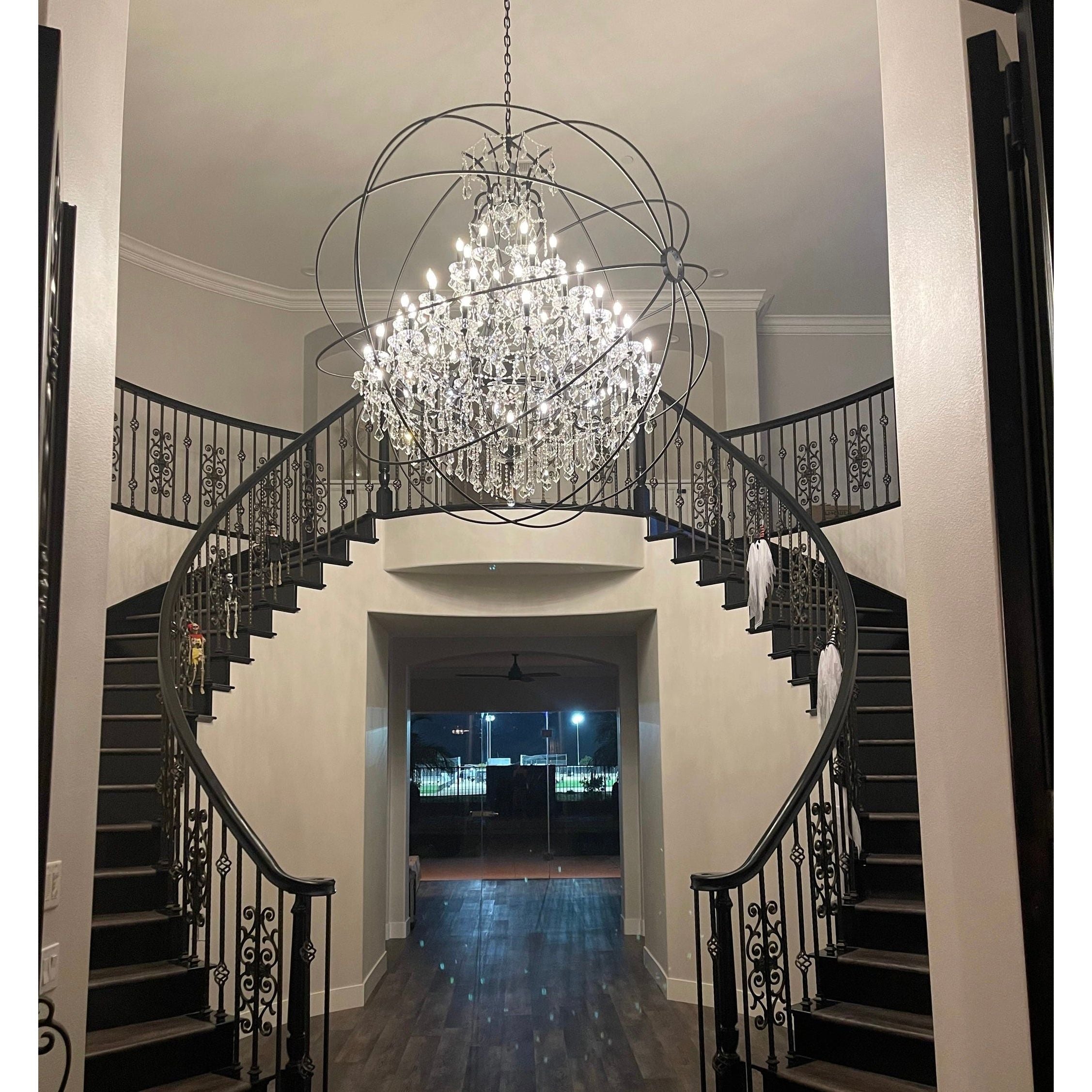 50 Light 80" MN Iron Orb Crystal Chandelier - Italian Concept