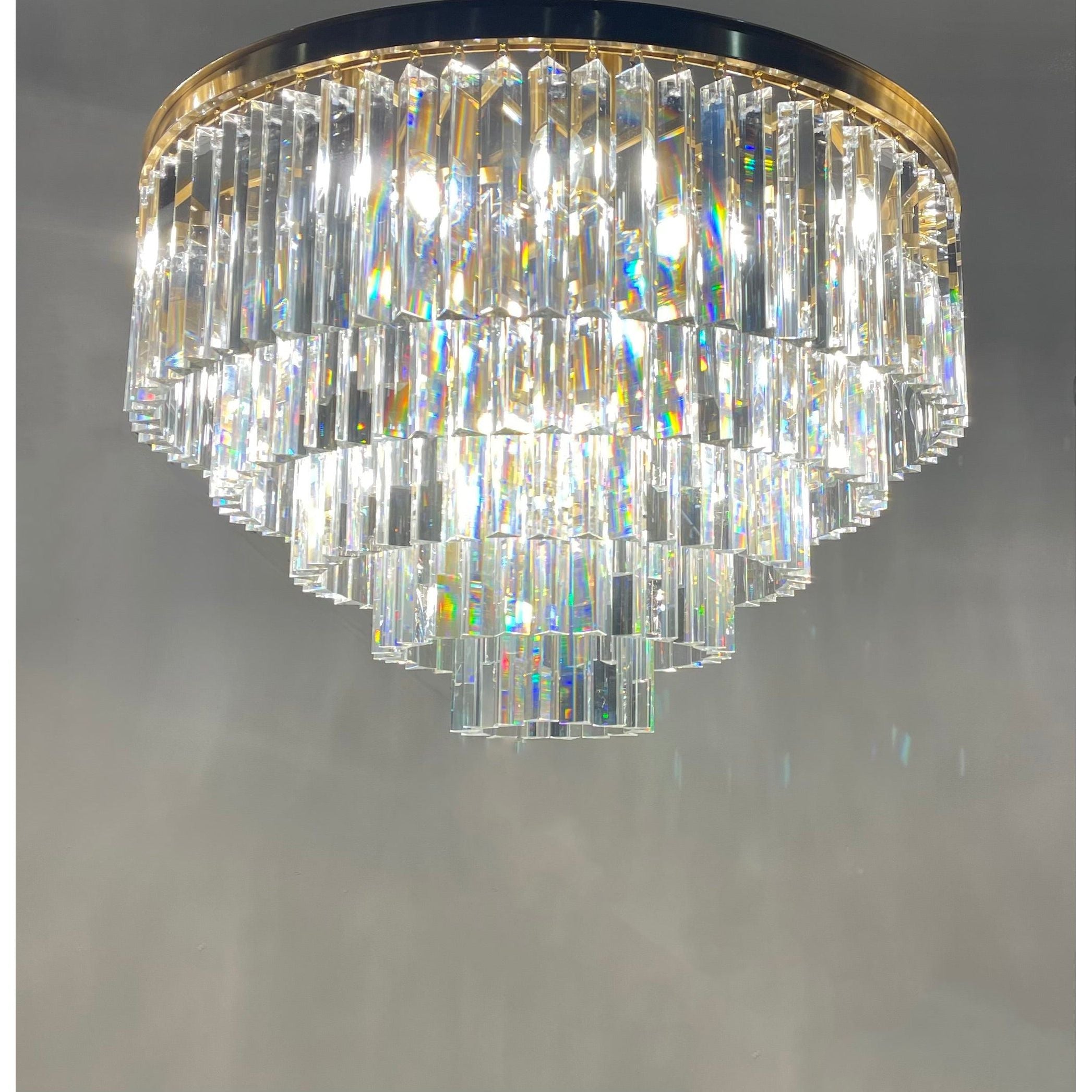 Flushmount Apex Odeon Tiered Round Crystal Fringe Chandelier Collection - Italian Concept - 