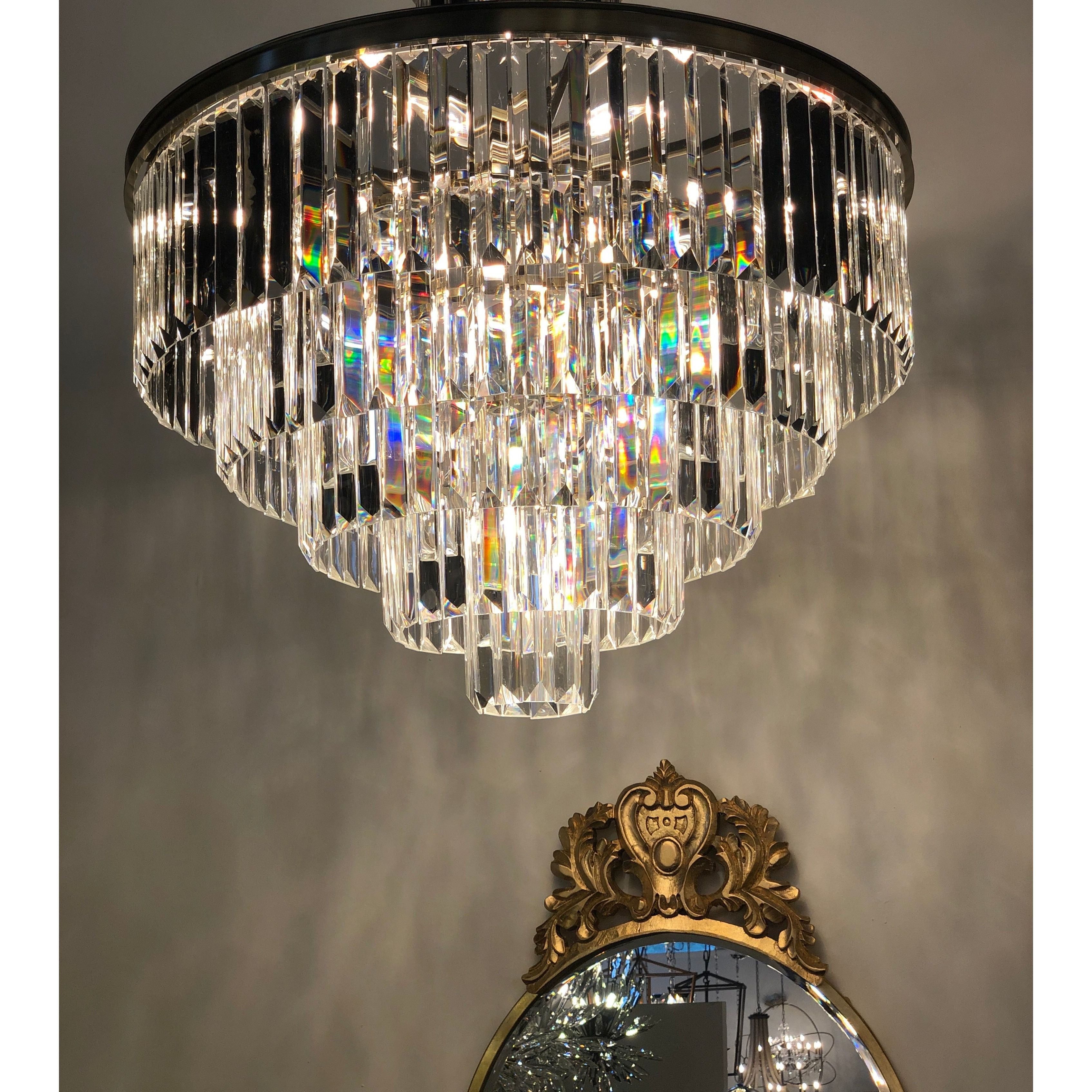 5 Tier Odeon Crystal Fringe Chandelier