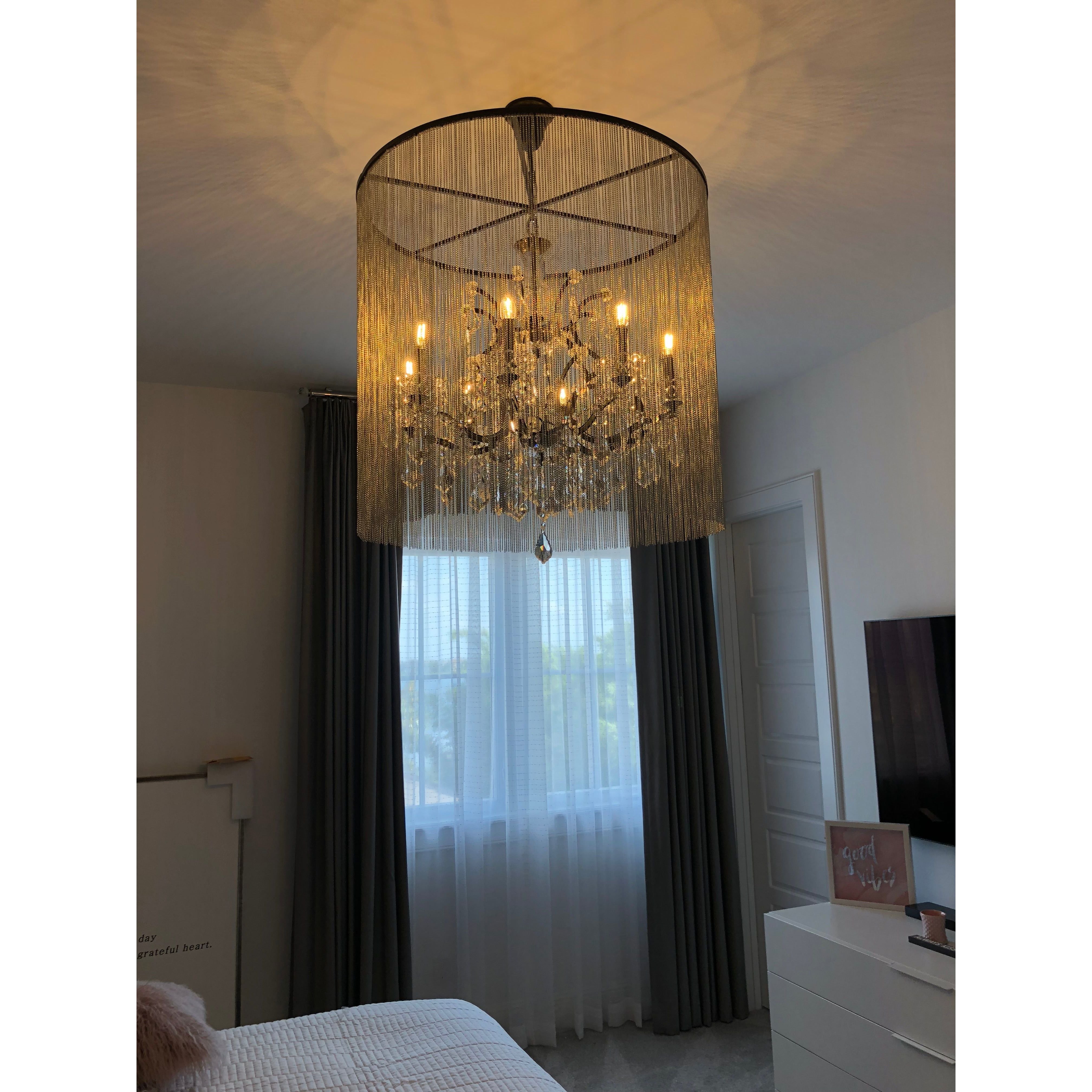 Chain Curtain Crystal 12-Light 32" Crystal Chandelier - Italian Concept - 