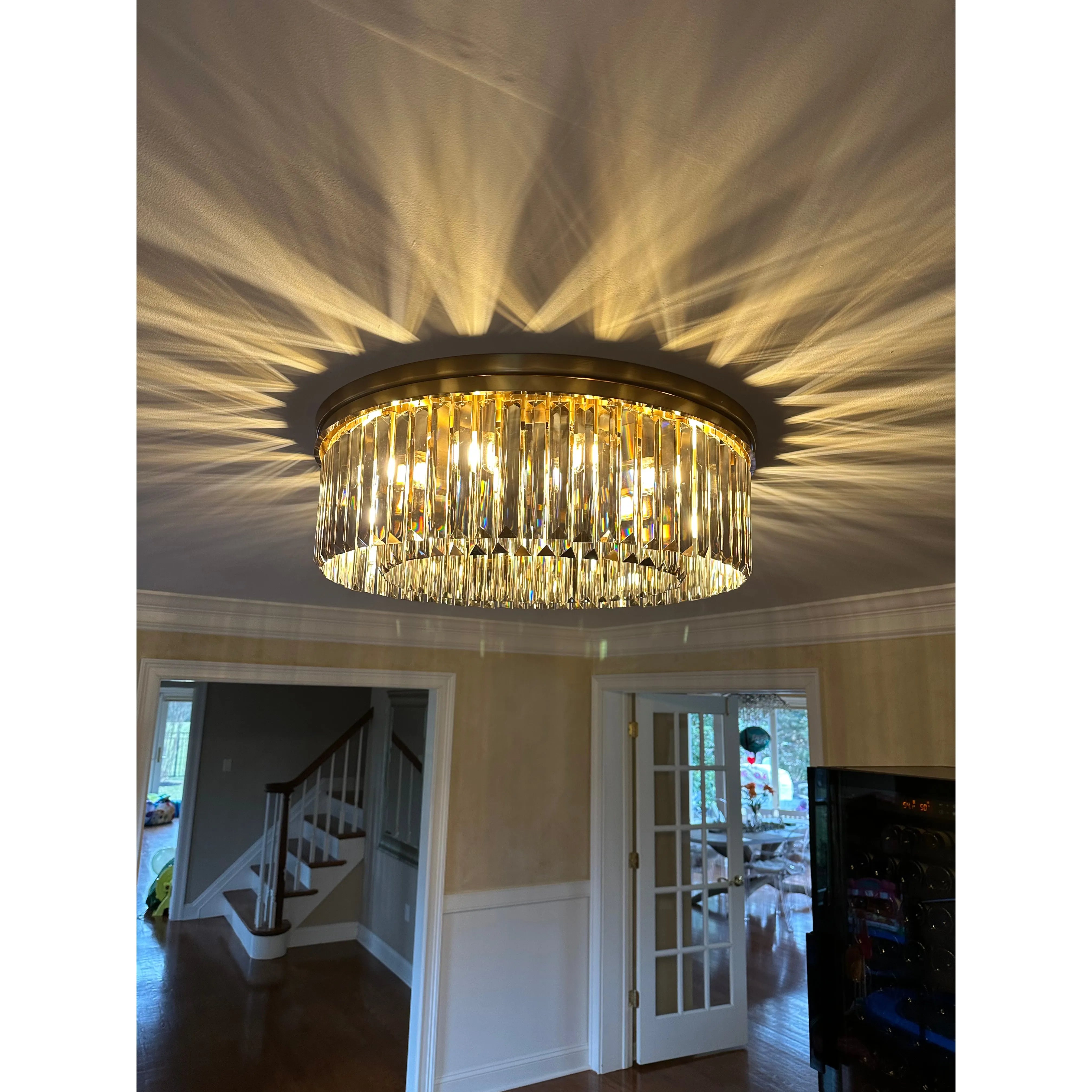 Odeon 1-Tier Round Fringe Crystal Prism Chandelier - Italian Concept