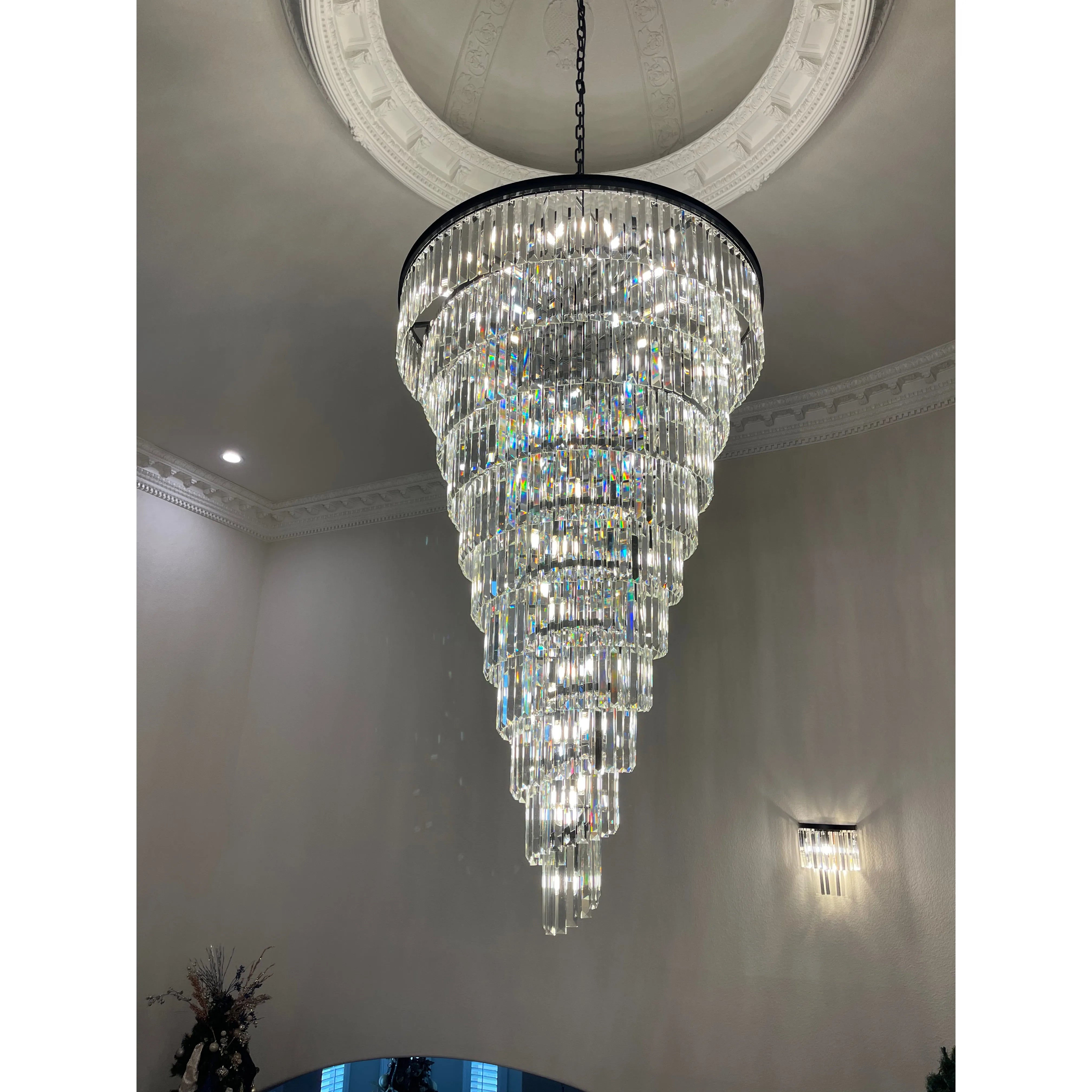 Veccini Odeon Spiral Tiered/ Layered Crystal Fringe Chandelier - Italian Concept