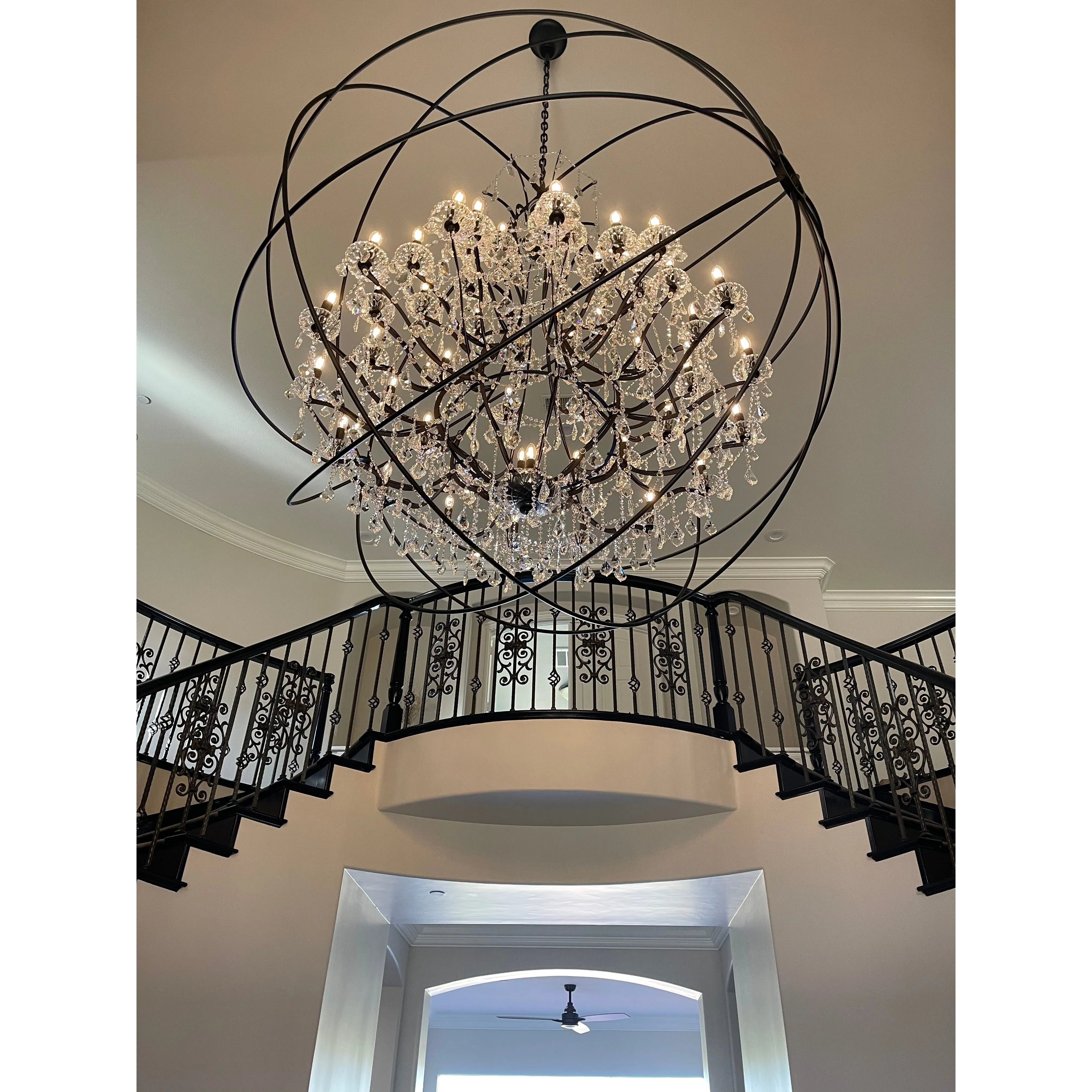 50 Light 80" MN Iron Orb Crystal Chandelier - Italian Concept