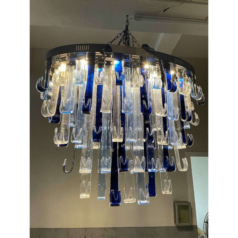 Blue Rainfall / Oval Waterfall Murano Glass Chandelier