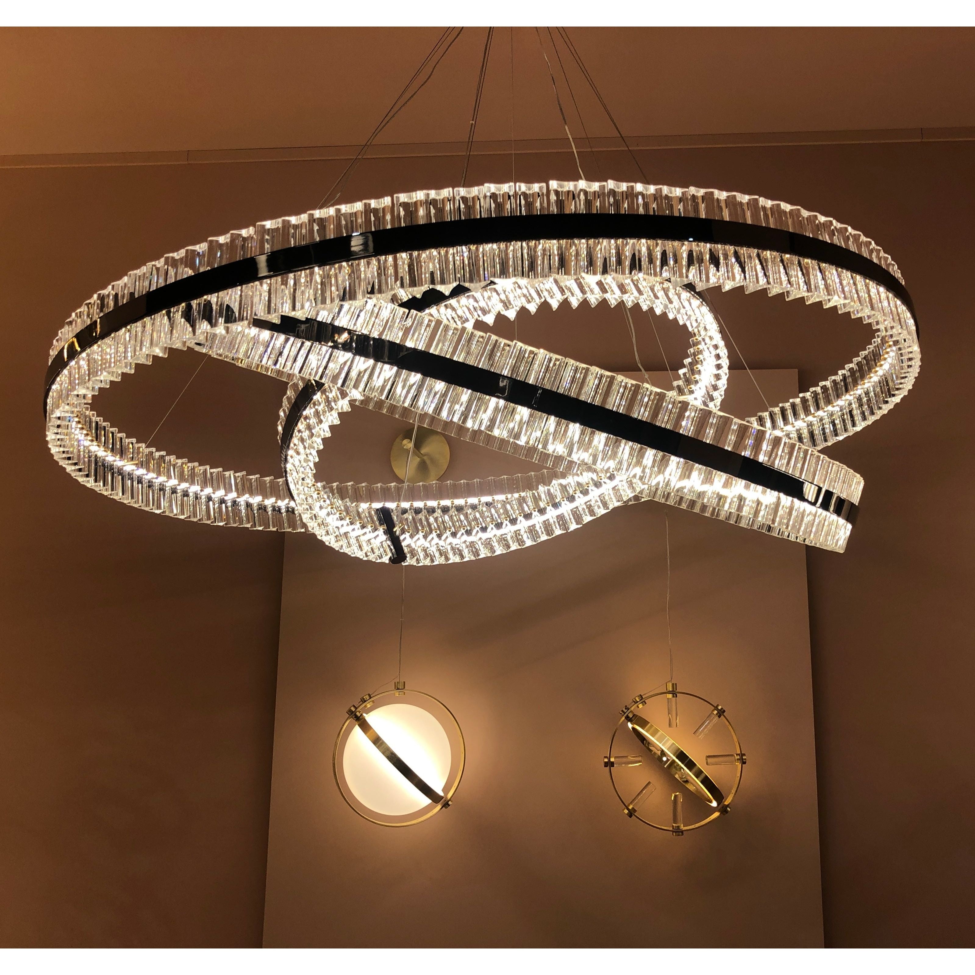 Aquinox 3-Tier Round Crystal Ring LED Chandelier - Italian Concept