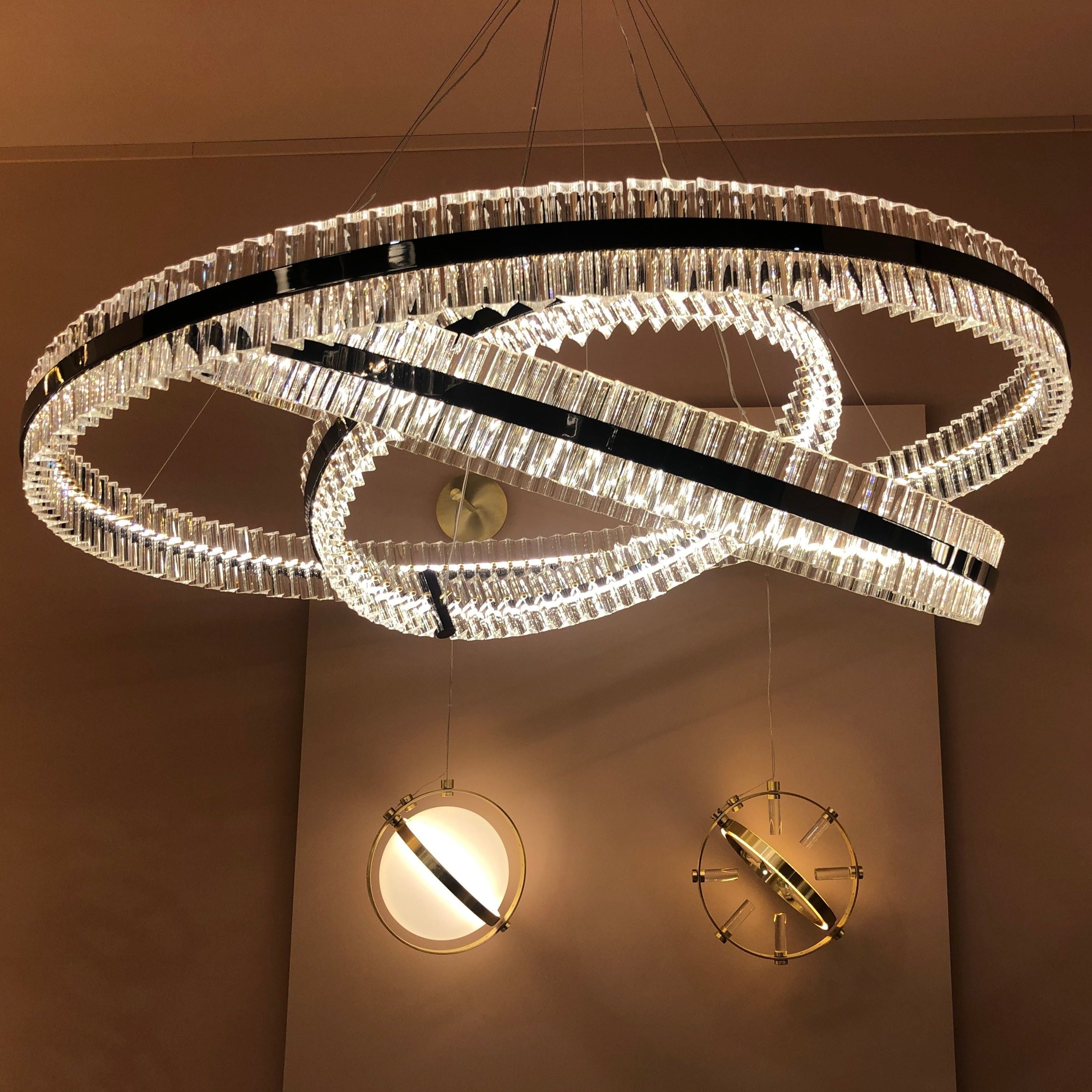 Aquinox 3-Tier Round Crystal Ring LED Chandelier - Italian Concept