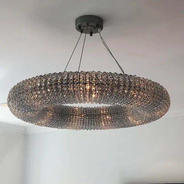 Empire Halo Round Crystal Ring Beaded Chandelier - Italian Concept