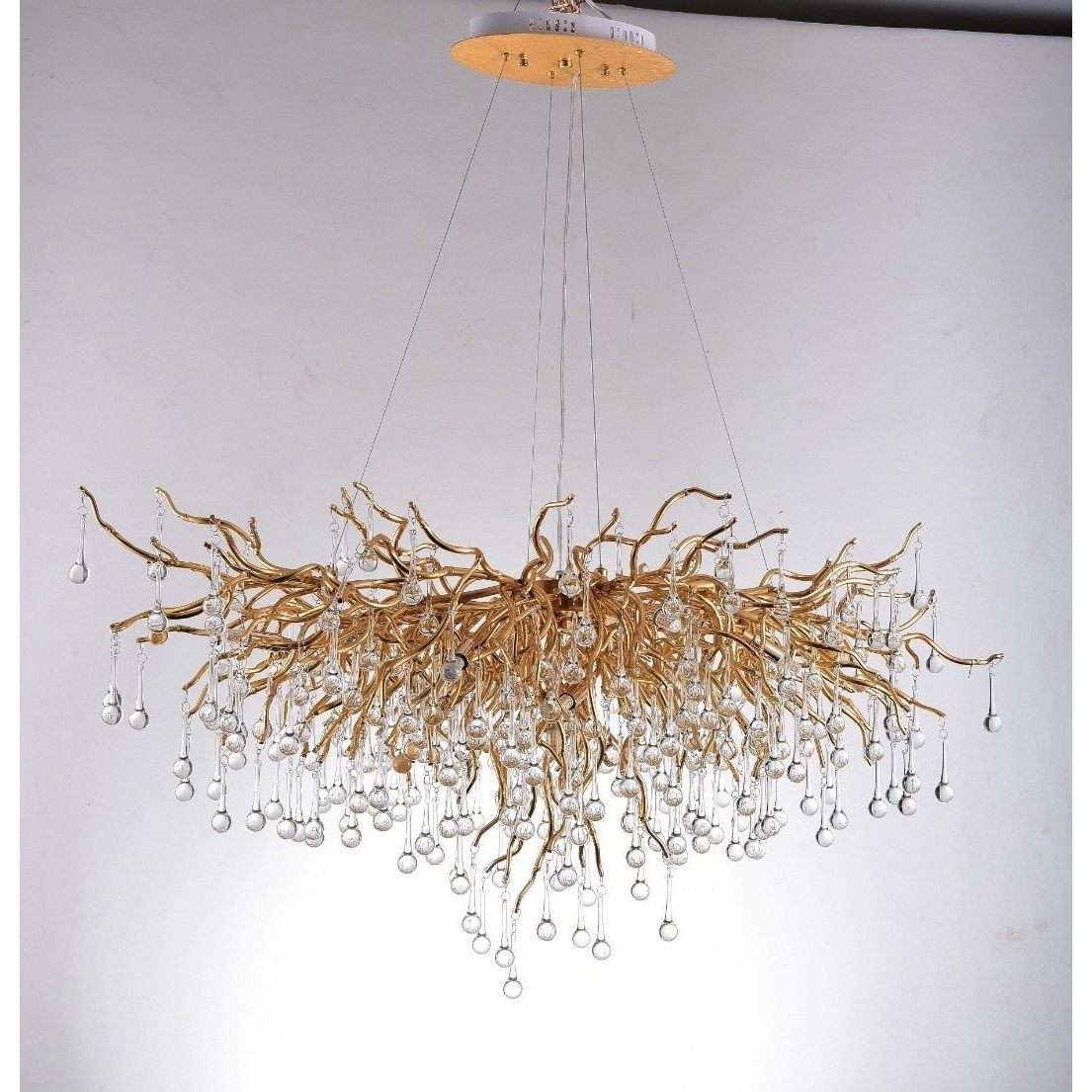 Lori’s Branching Brass Round Teardrop Chandelier - Italian Concept