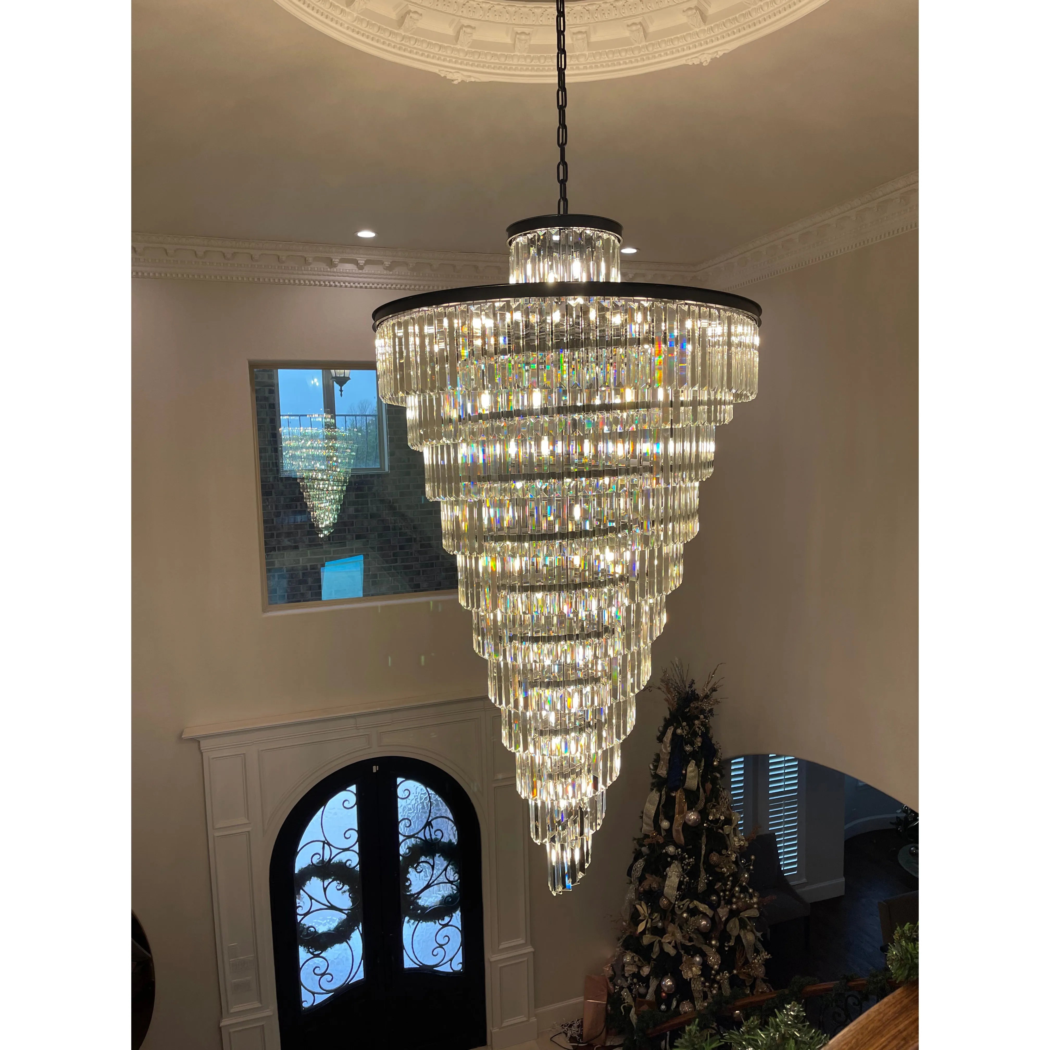 Veccini Odeon Spiral Tiered/ Layered Crystal Fringe Chandelier - Italian Concept