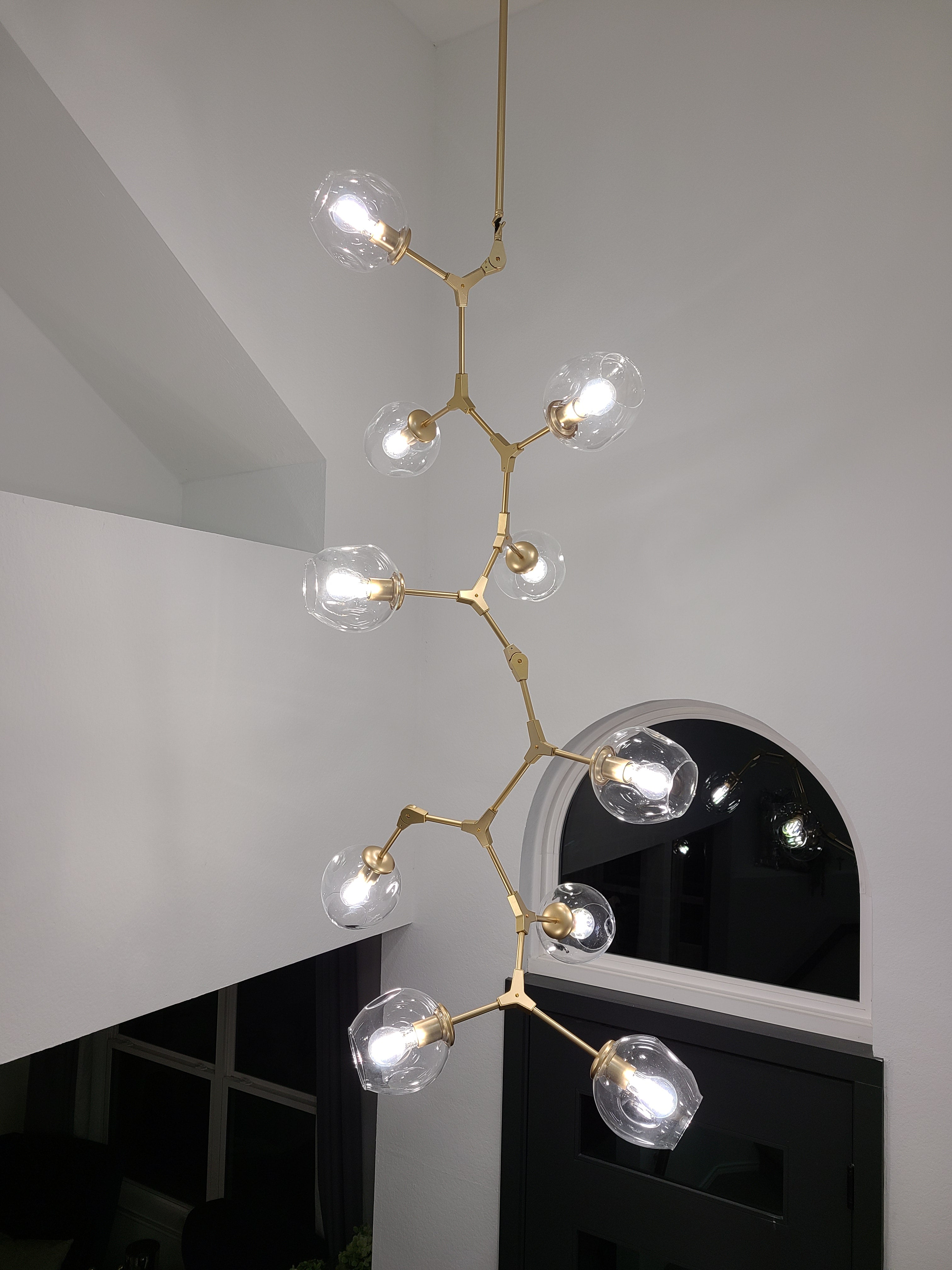 Metal Releaf Vertical Globe Branching Bubble Chandelier