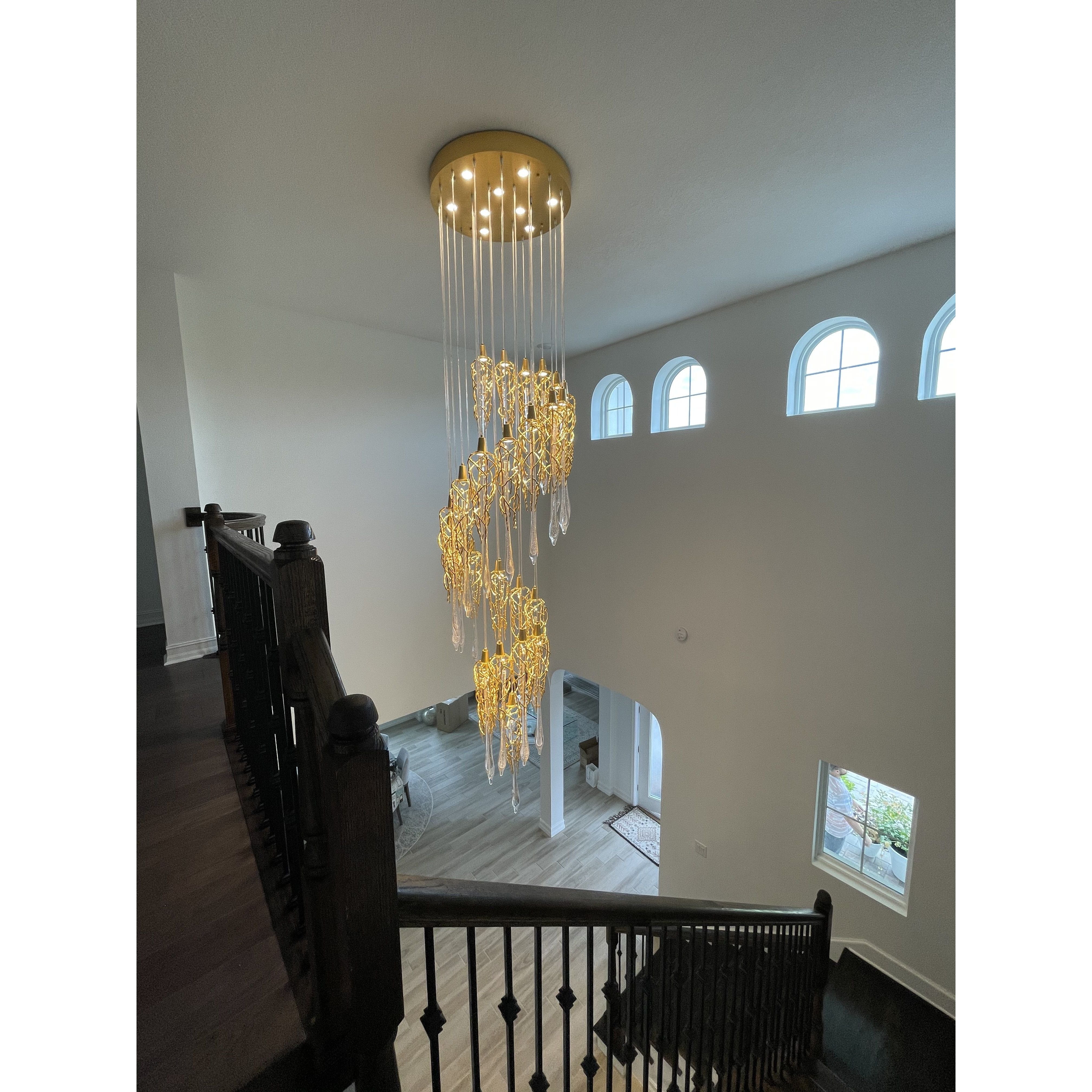 Organic Round Branching 25 Pendant Teardrop Foyer Chandelier - Italian Concept