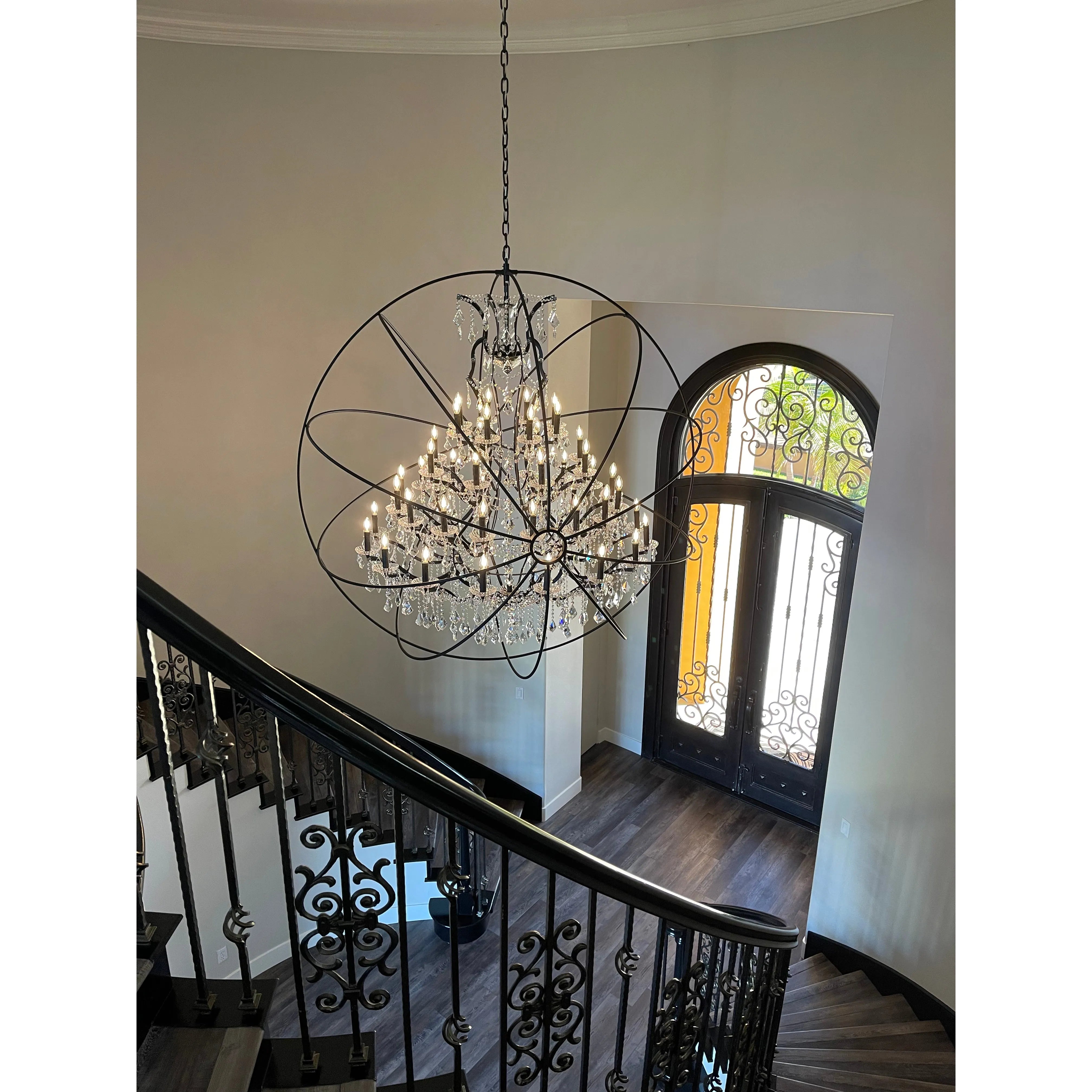 50 Light 80" MN Iron Orb Crystal Chandelier - Italian Concept