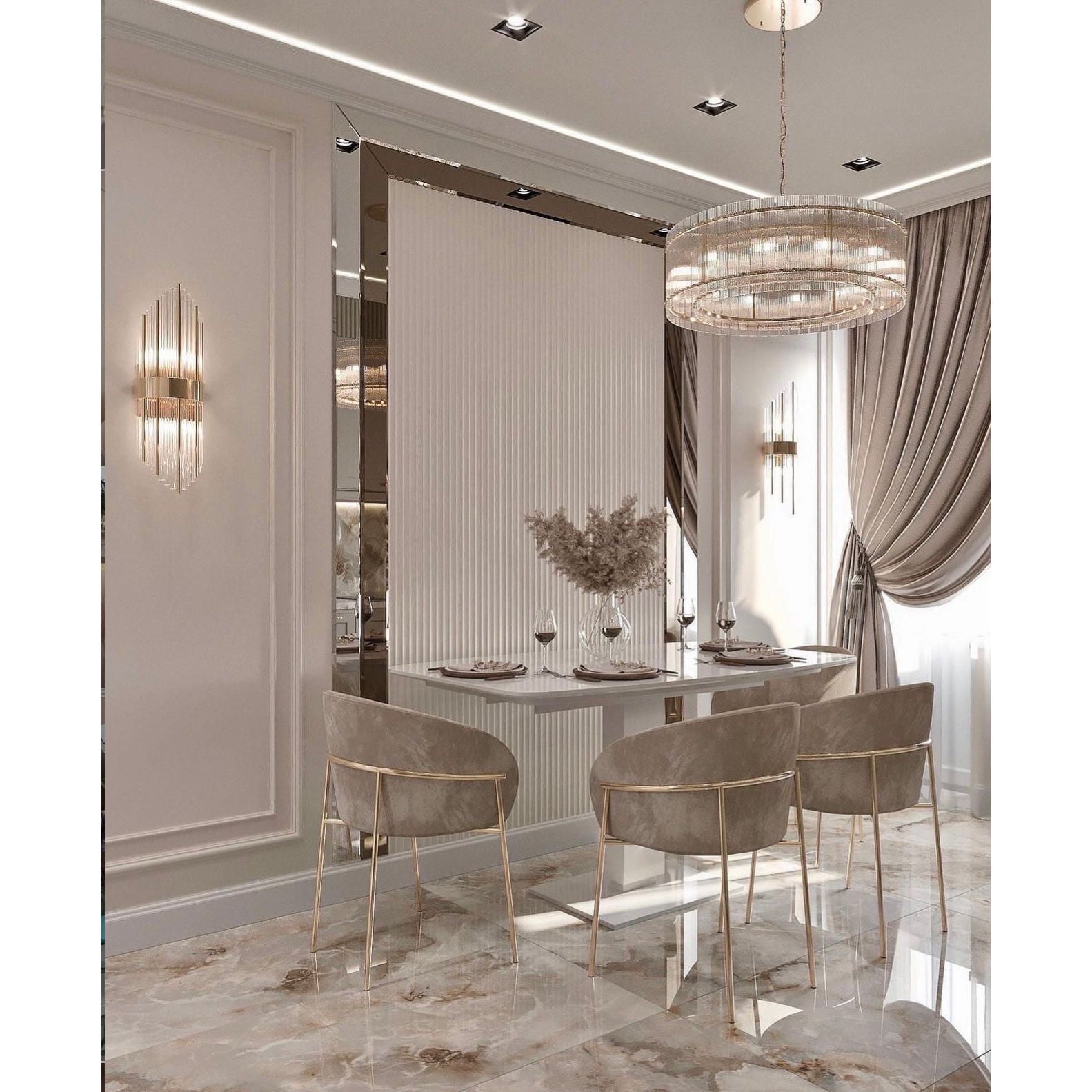 Carmel Round Ribbed Glass Chandelier - Italian Concept