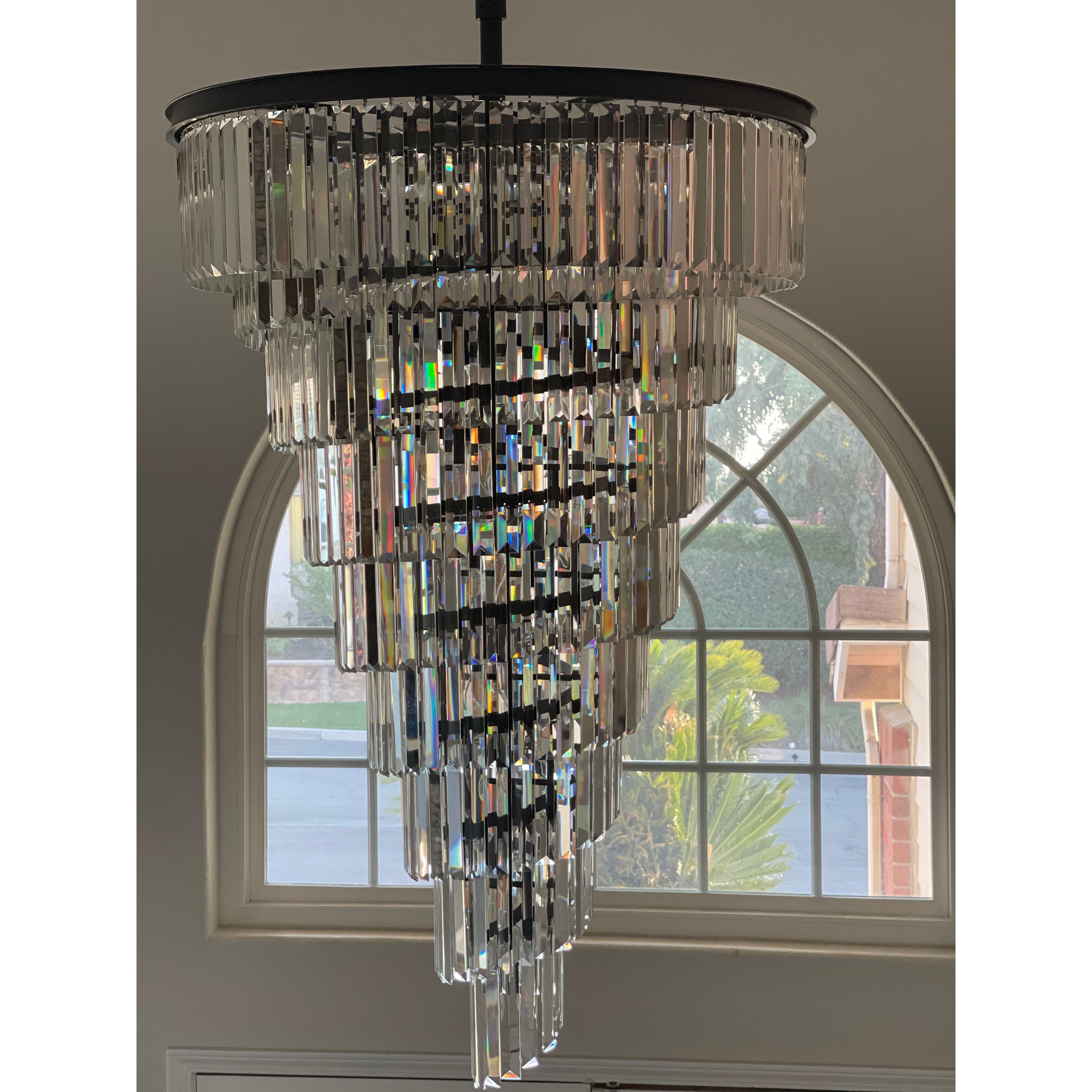 Veccini Odeon Spiral Tiered/ Layered Crystal Fringe Chandelier - Italian Concept