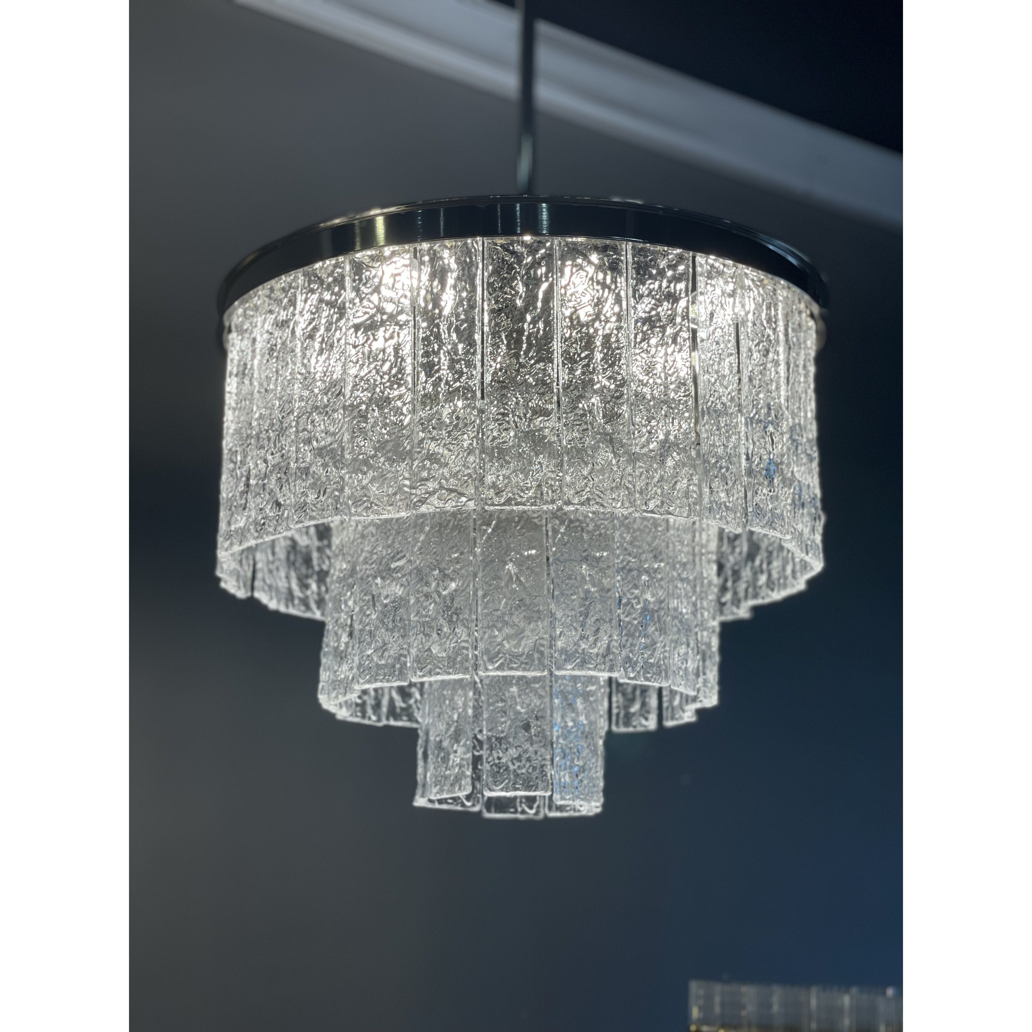 Oliver Round Tiered Glass Tile Chandelier Collection - Italian Concept - 