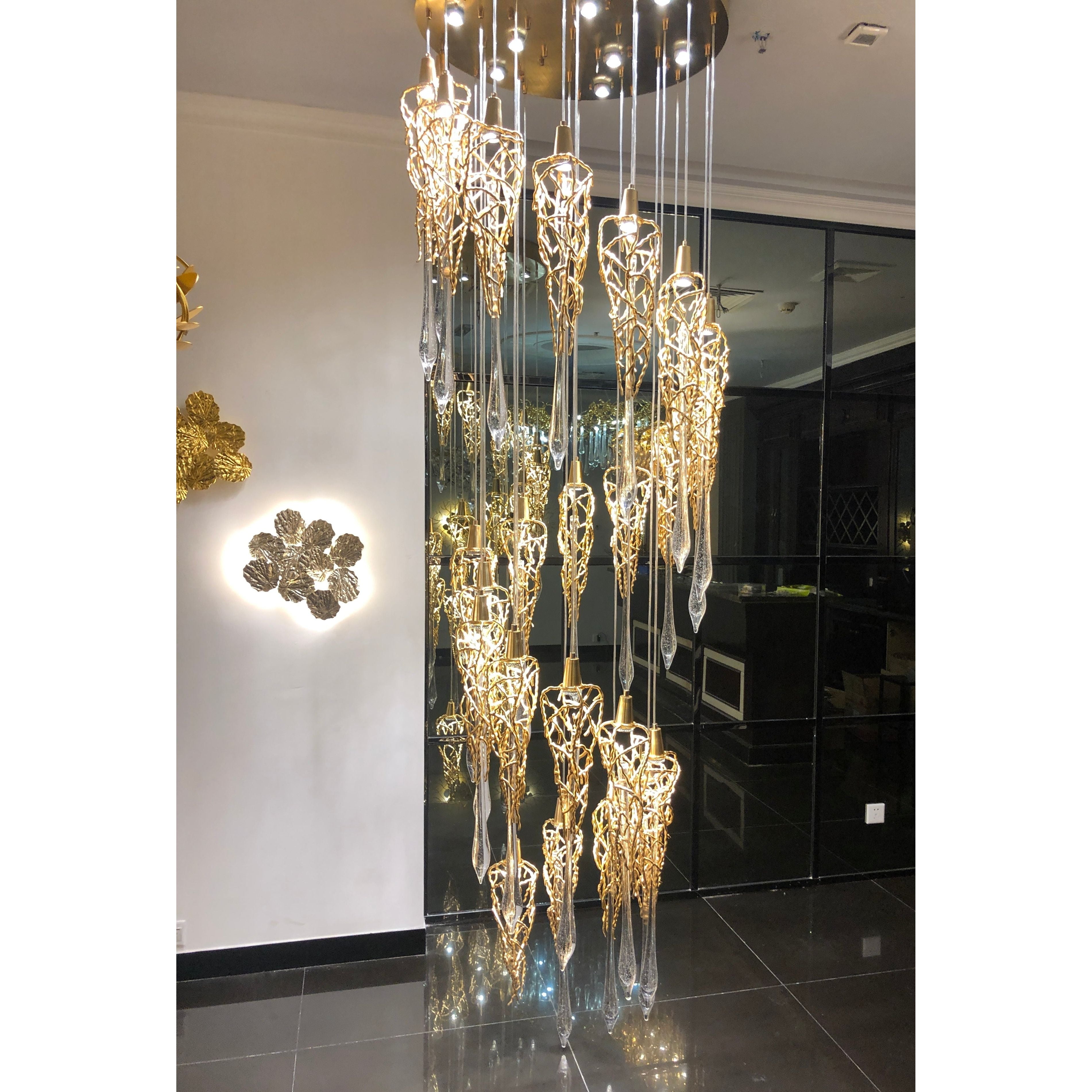 Organic Round Branching 25 Pendant Teardrop Foyer Chandelier - Italian Concept