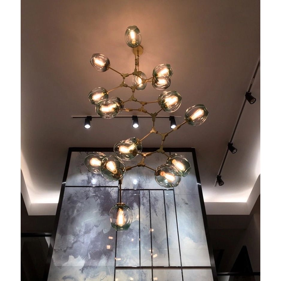 Metal Releaf Vertical Globe Branching Bubble Chandelier - Italian Concept