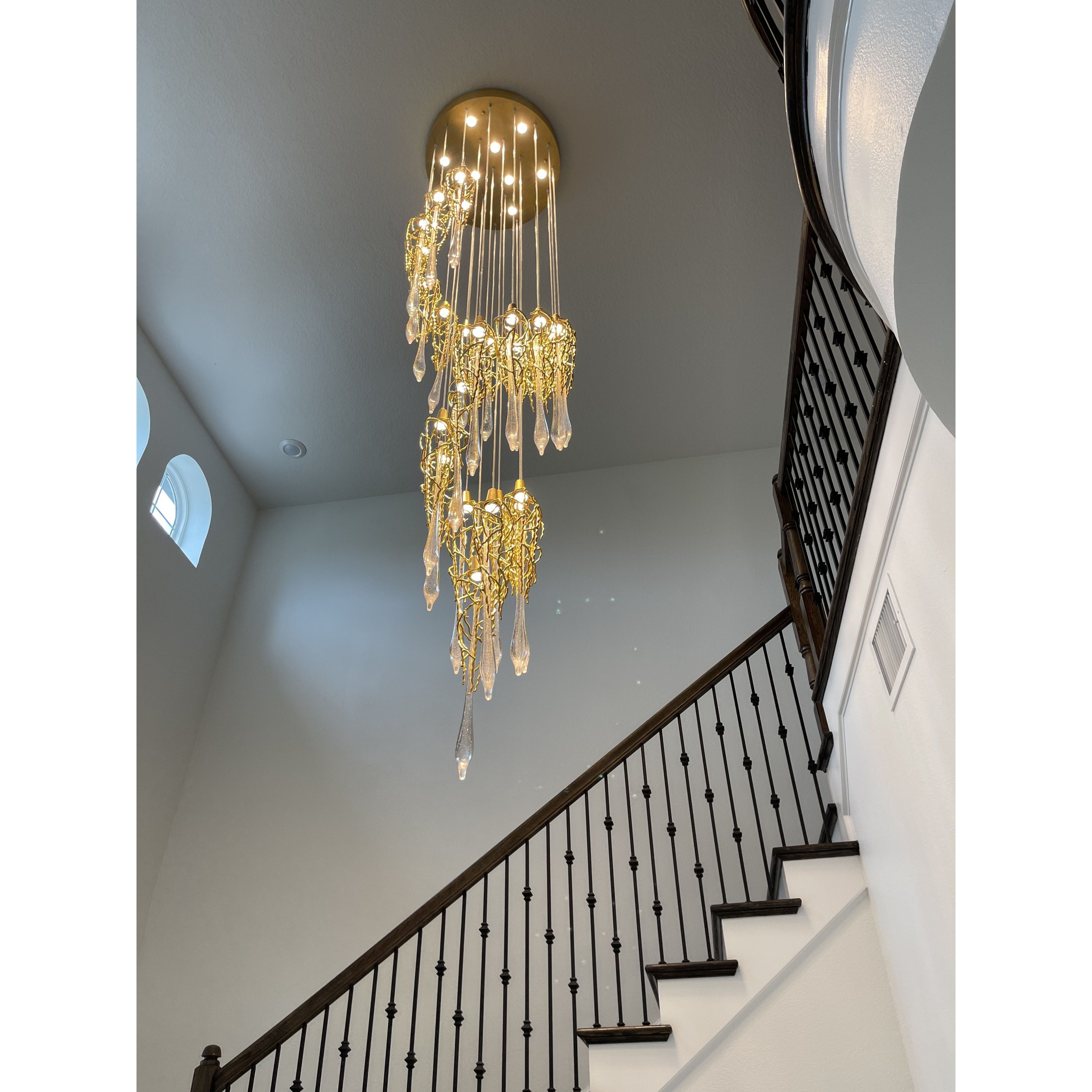 Organic Round Branching 25 Pendant Teardrop Foyer Chandelier - Italian Concept