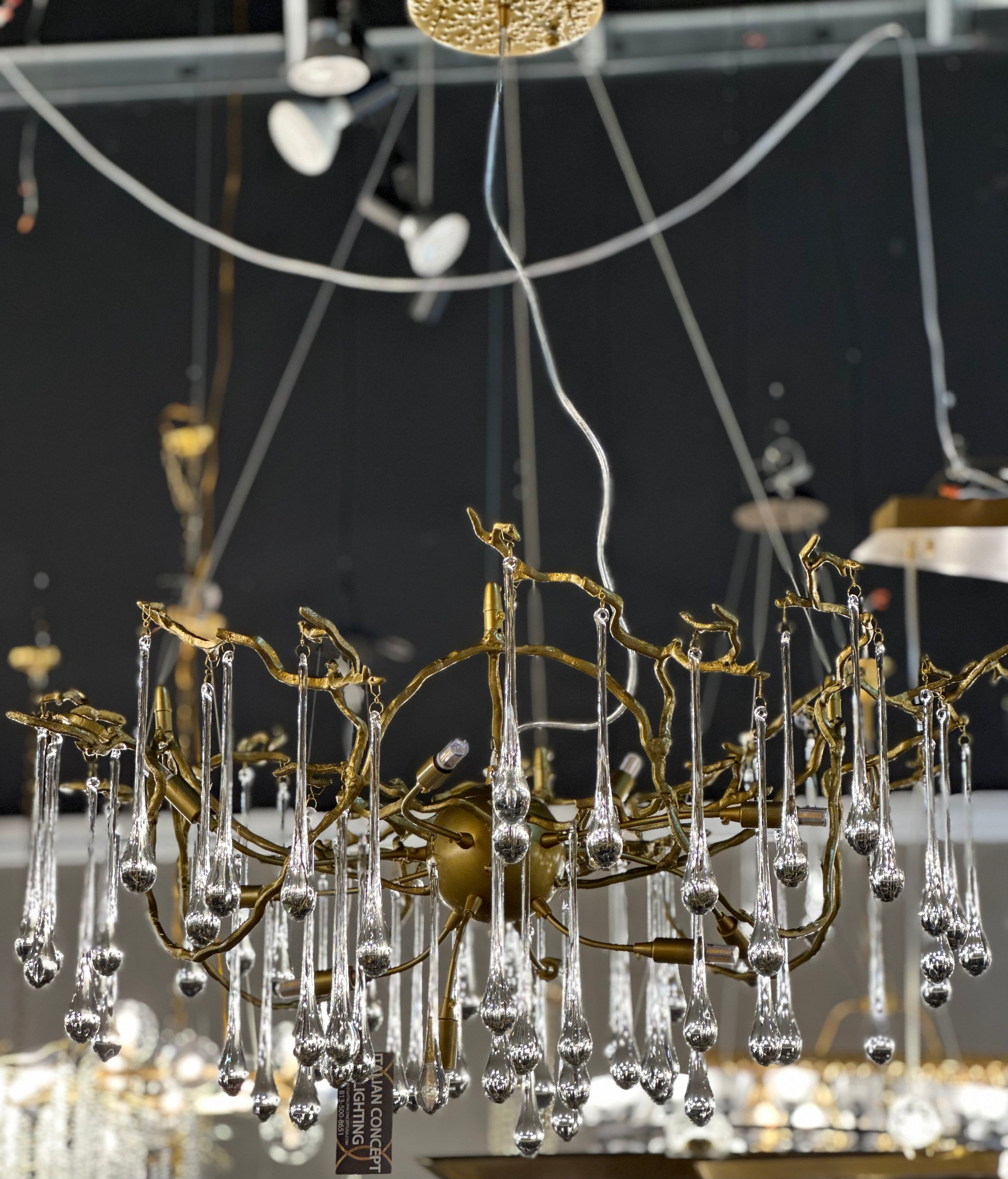 Dawn Lukas Teardrop Branching Brass Round Chandelier - Italian Concept