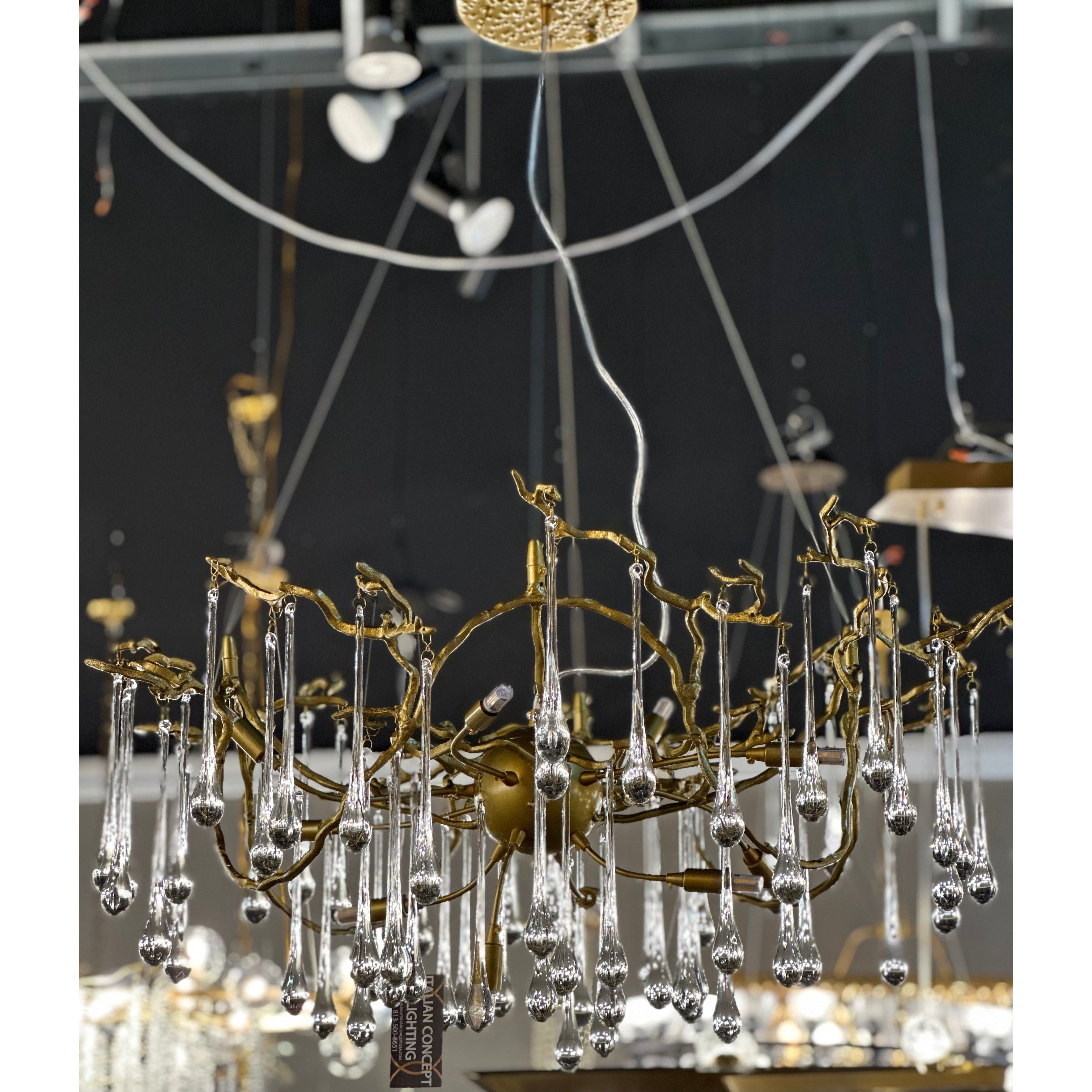 Dawn Lukas Teardrop Branching Brass Round Chandelier - Italian Concept