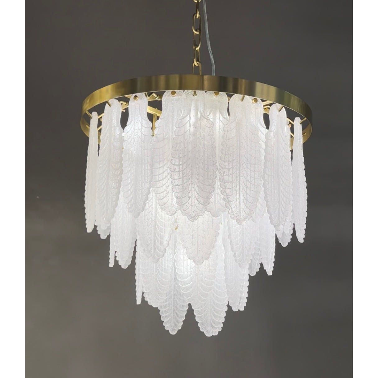 Tampa Leaf Round Tiered Glass Chandelier - Italian Concept