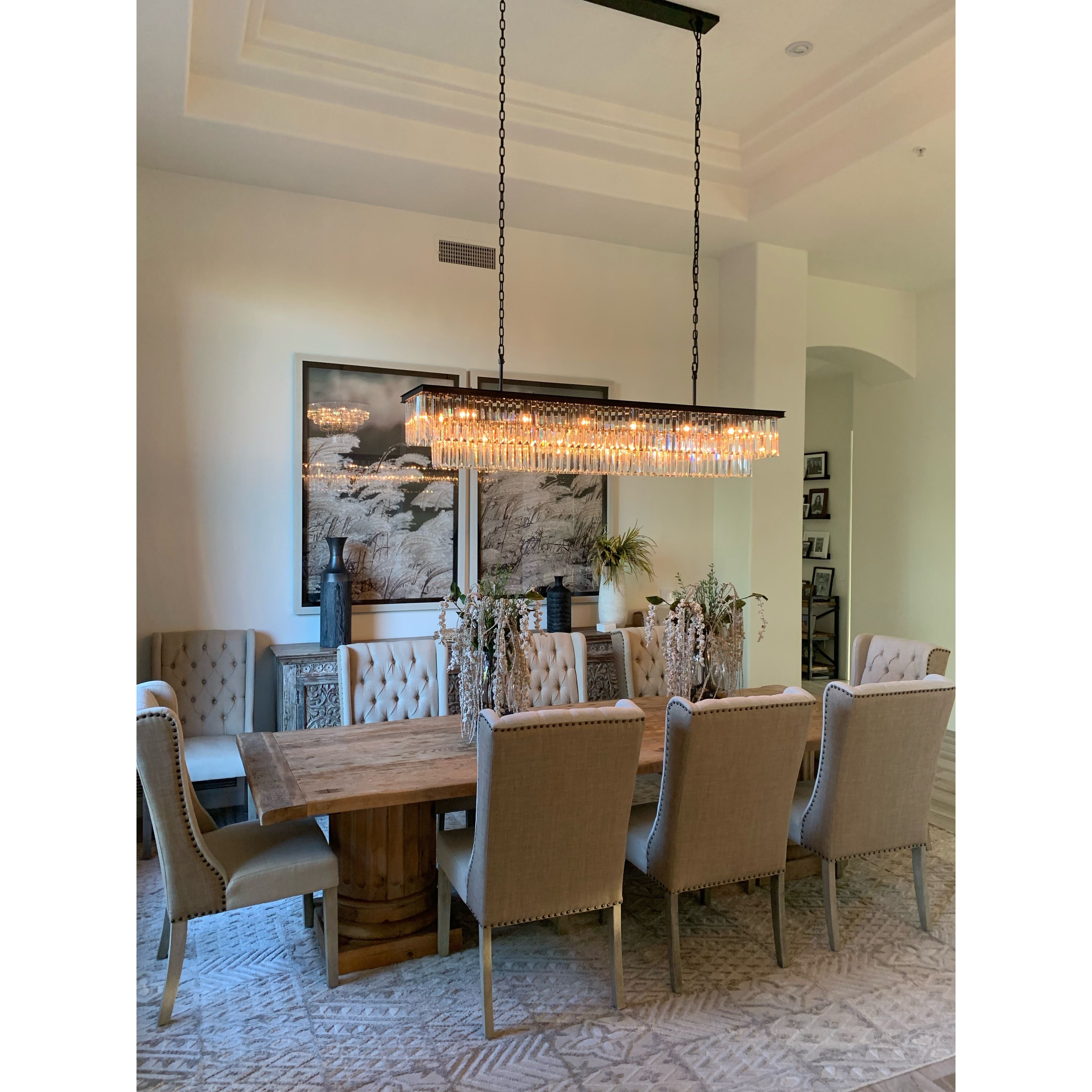 Odeon Crystal Fringe Rectangular Chandelier - Italian Concept