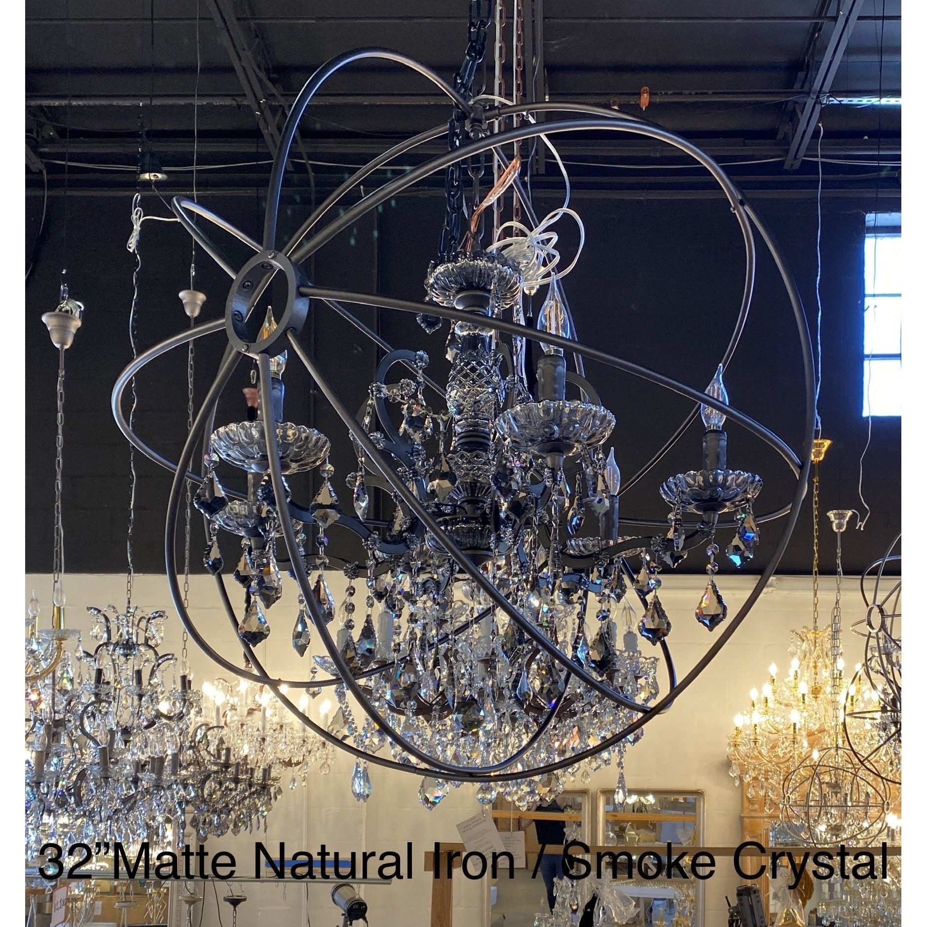 MN Iron Orb Smoke Crystal Chandelier - Italian Concept