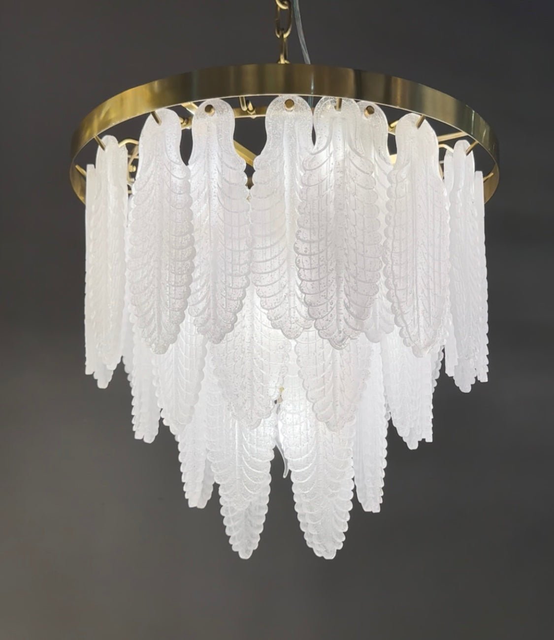 Tampa Leaf Round Tiered Glass Chandelier - Italian Concept