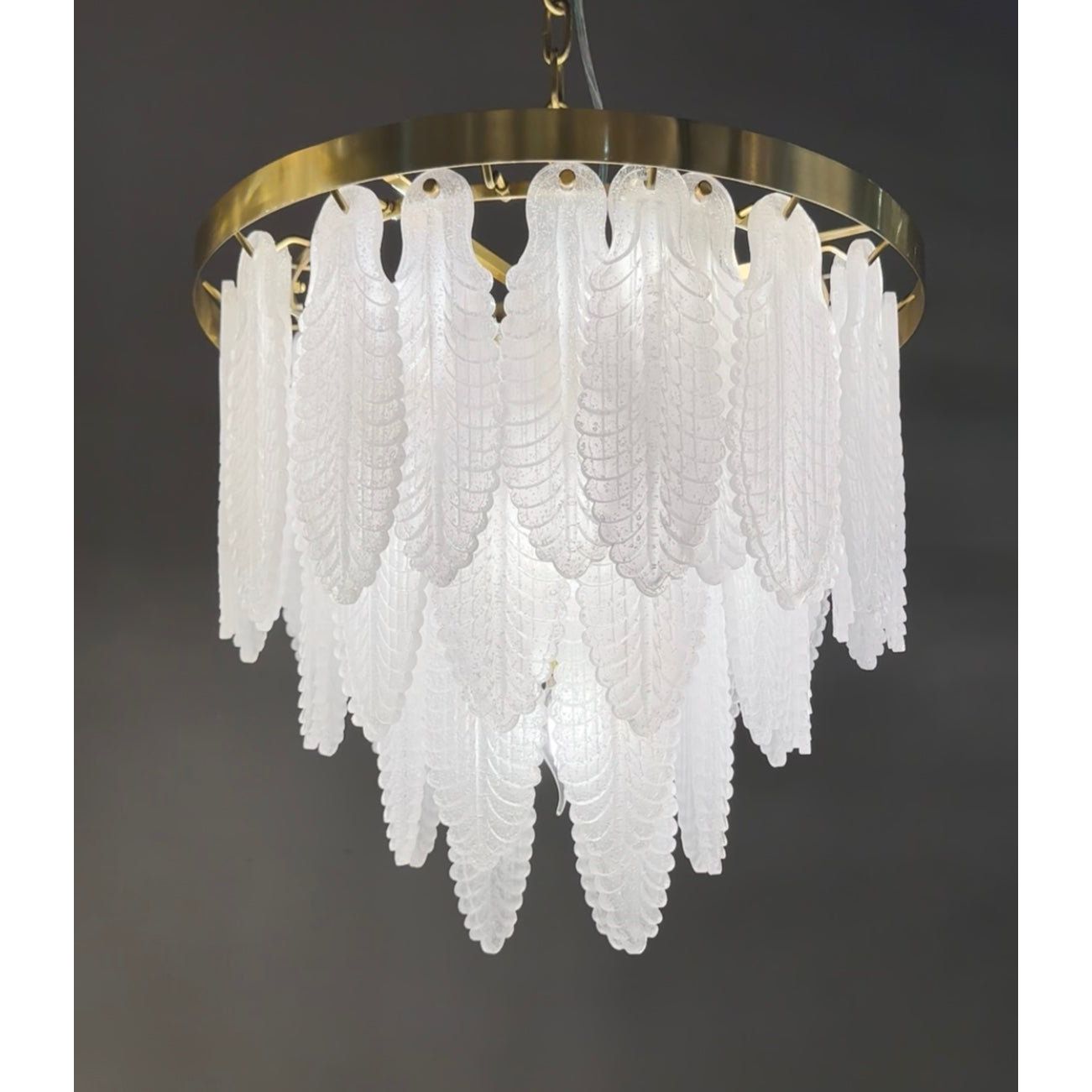 Tampa Leaf Round Tiered Glass Chandelier - Italian Concept