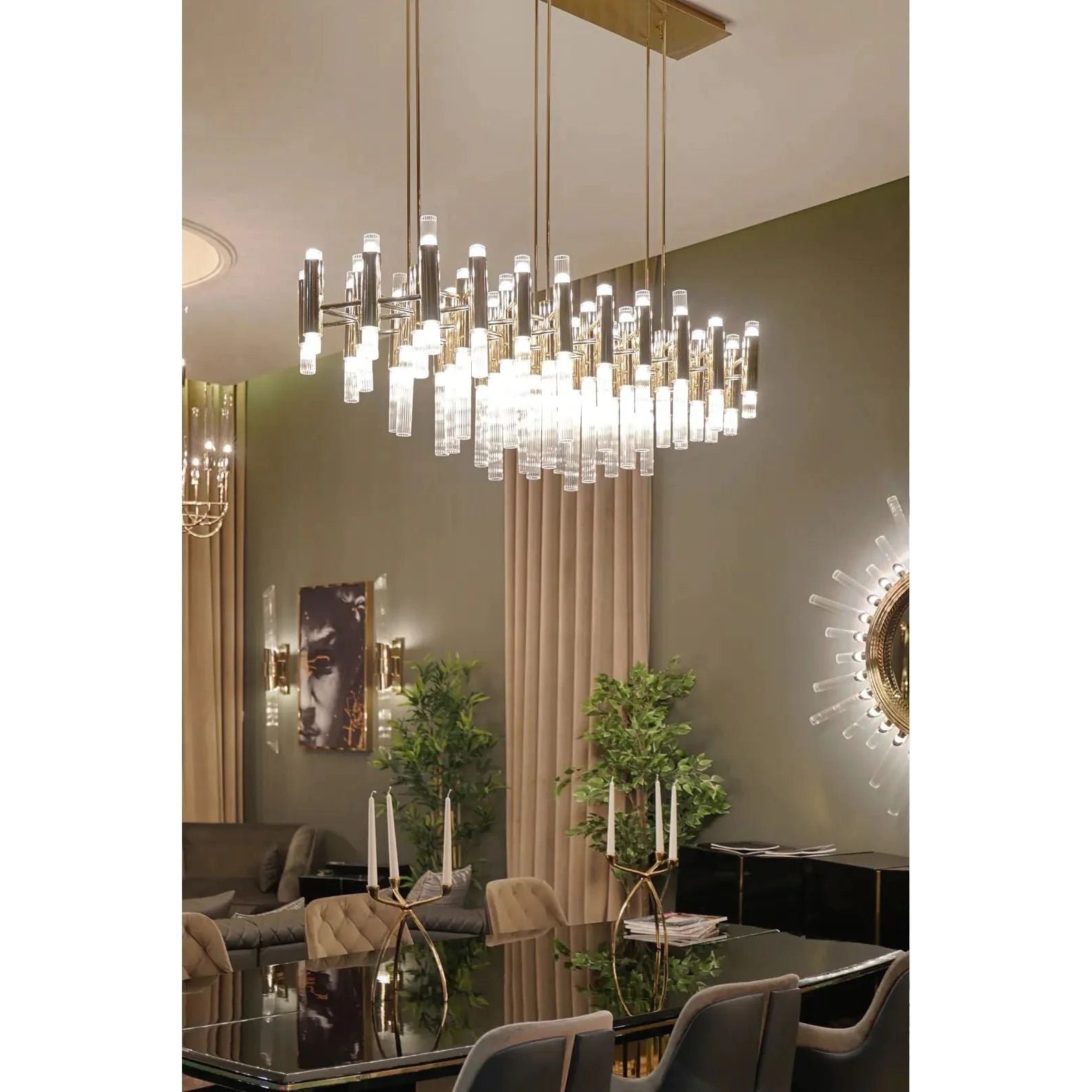 Eminence Tubular Glass Rectangular Chandelier