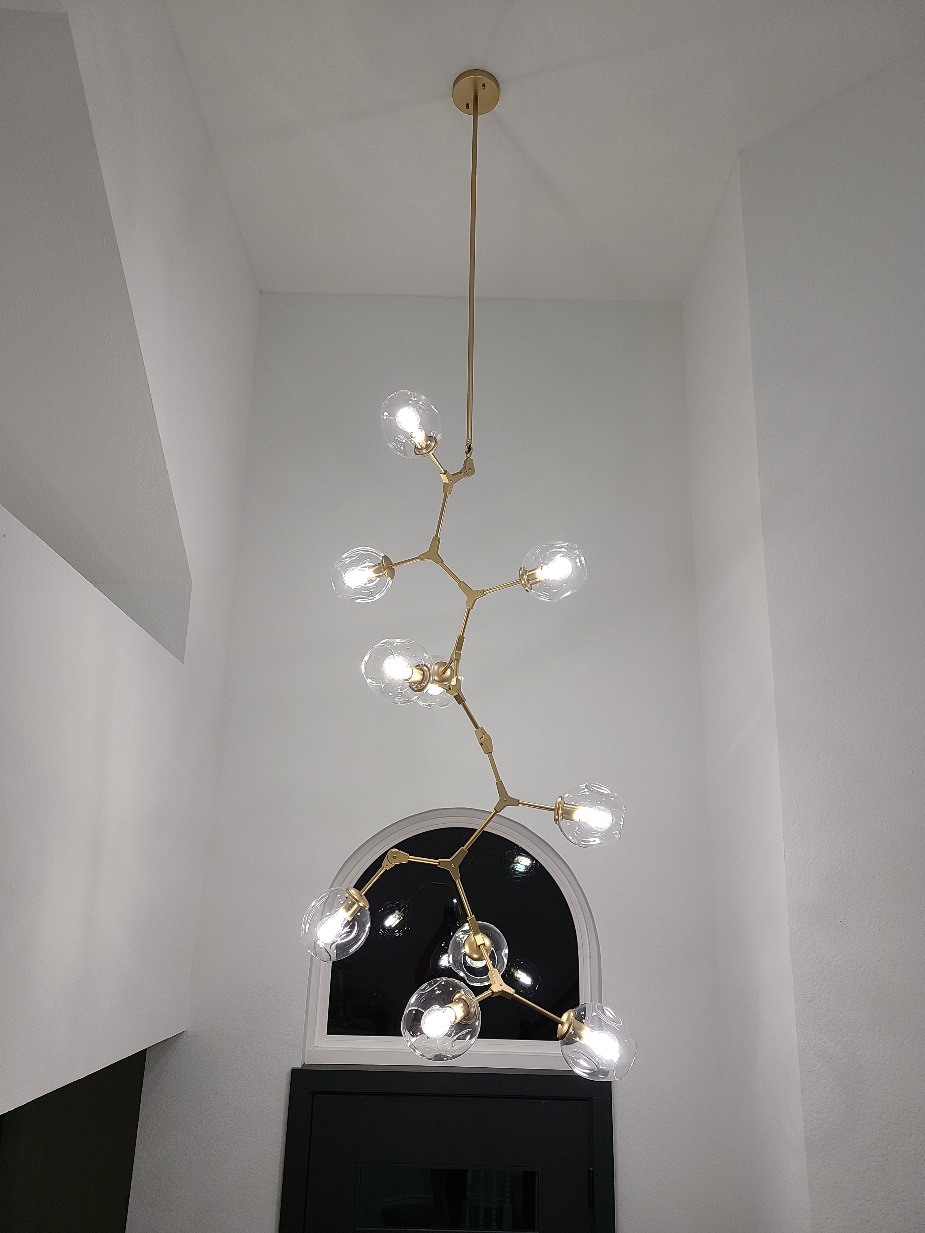 Metal Releaf Vertical Globe Branching Bubble Chandelier