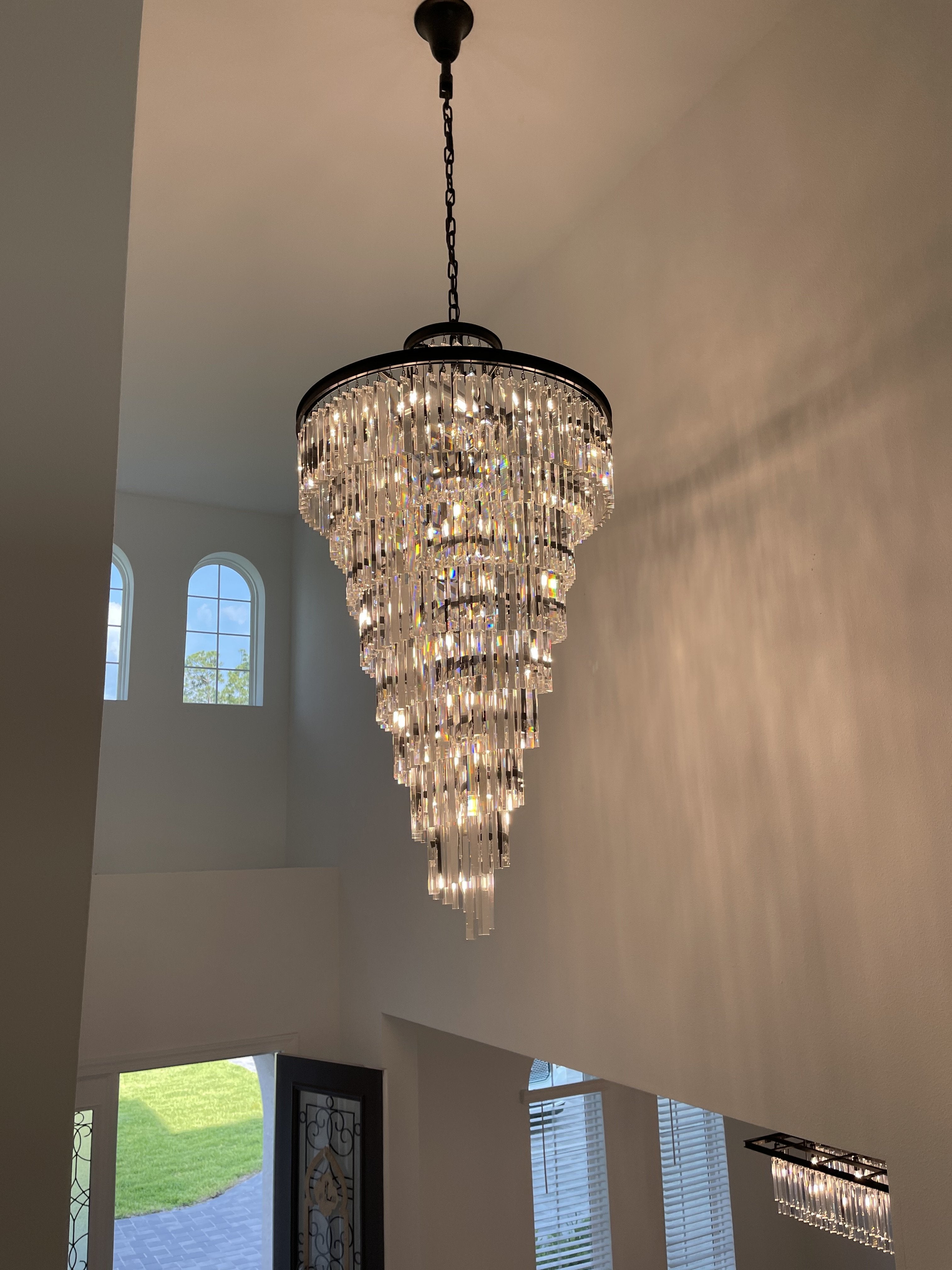Apex Odeon Spiral Tiered/ Layered Crystal Fringe Chandelier 36" - Italian Concept - 
