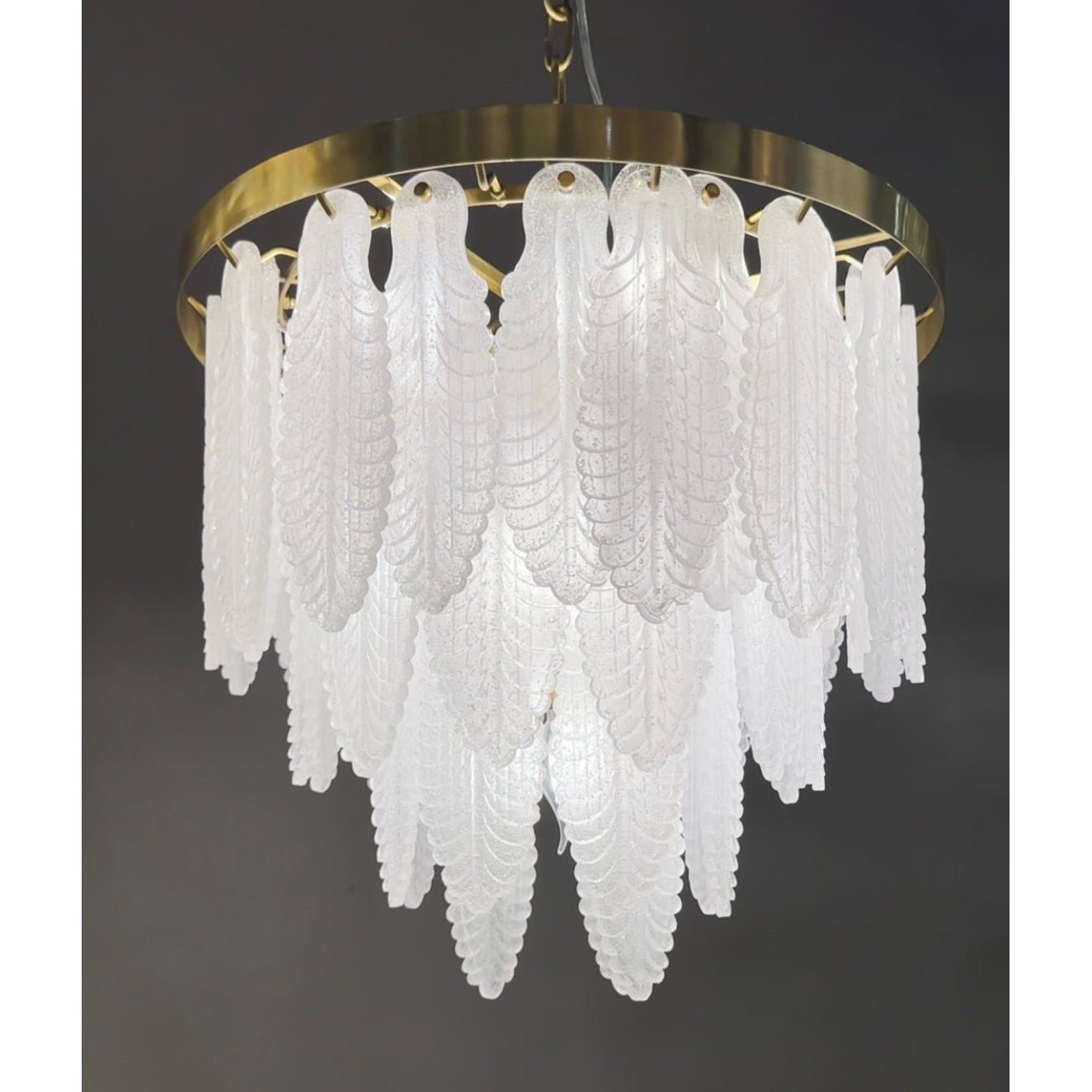 Tampa Leaf Round Tiered Glass Chandelier - Italian Concept