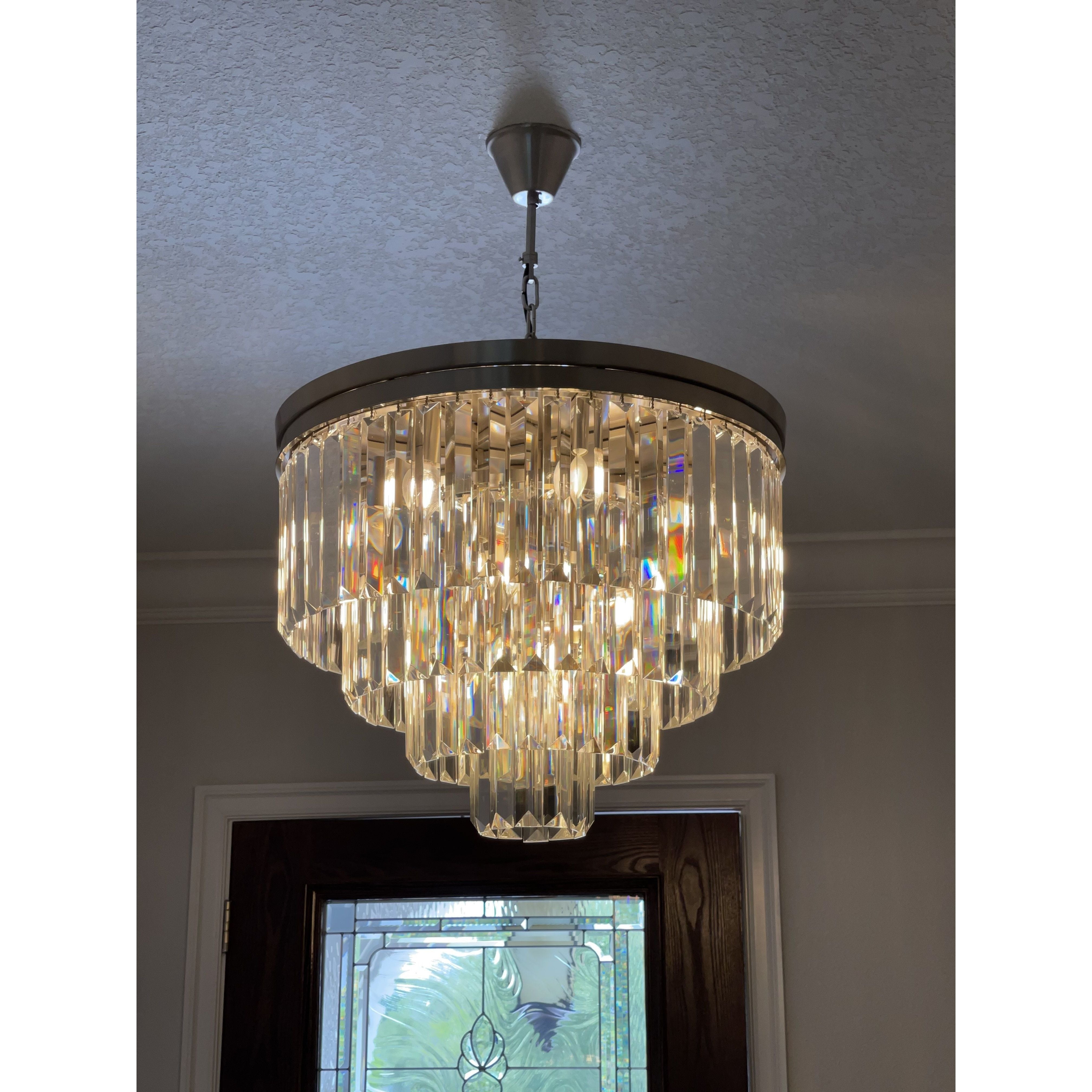 Dual Option Flush-mount / Hanging 4-Tier Odeon Crystal Fringe Chandelier - Italian Concept