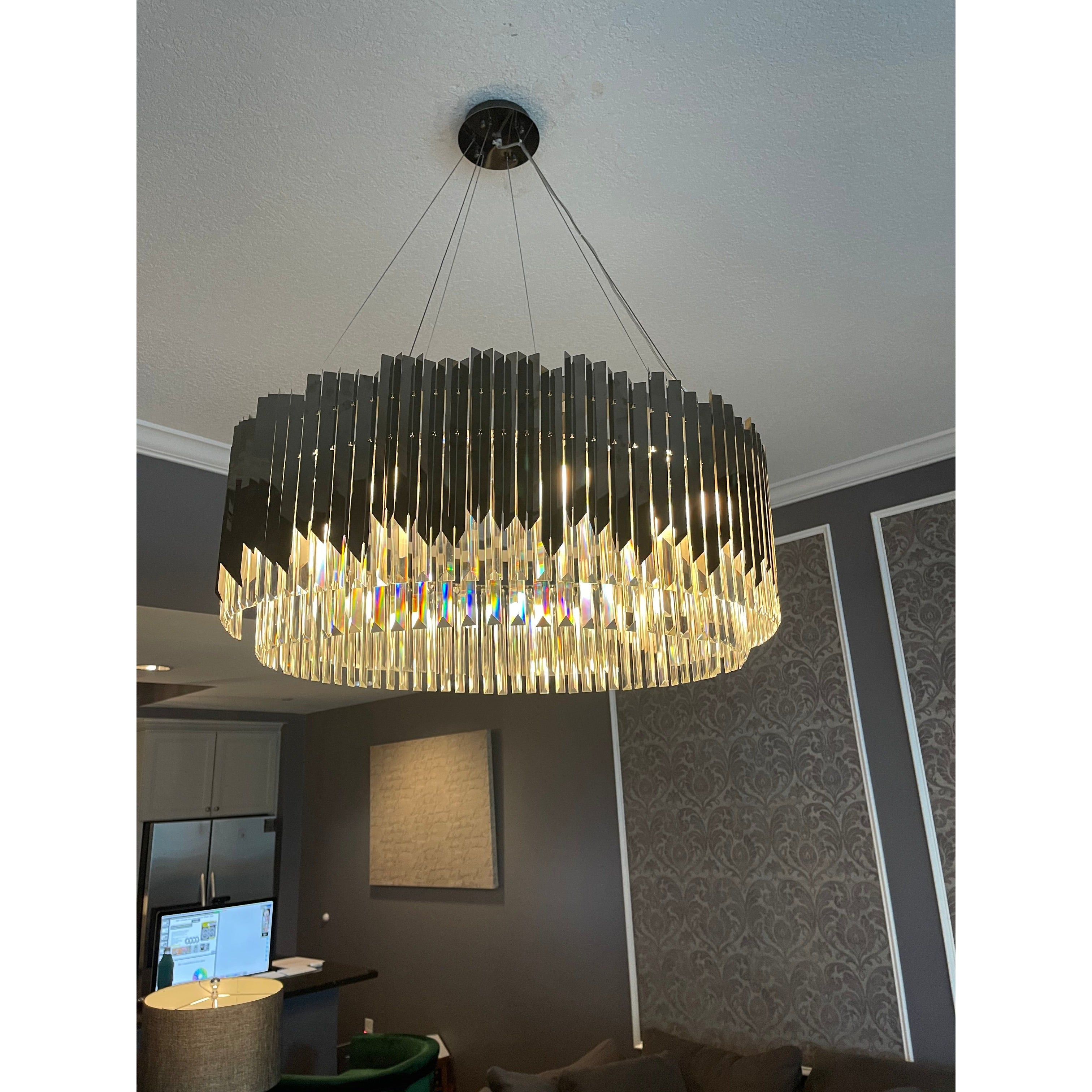 Arrows Steel Crystal Chandelier Round - Italian Concept - Size