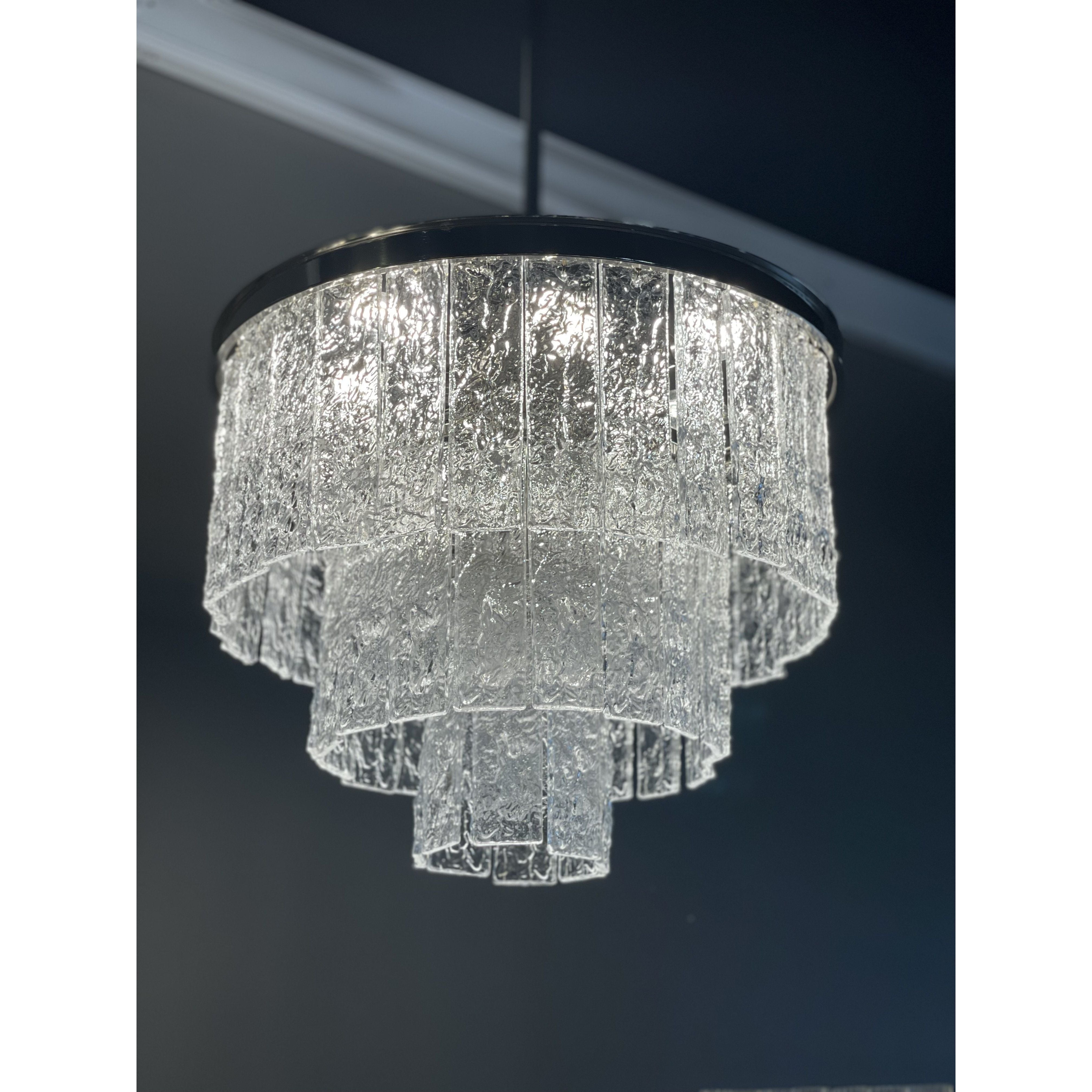 Oliver Round Tiered Glass Tile Chandelier Collection - Italian Concept - 