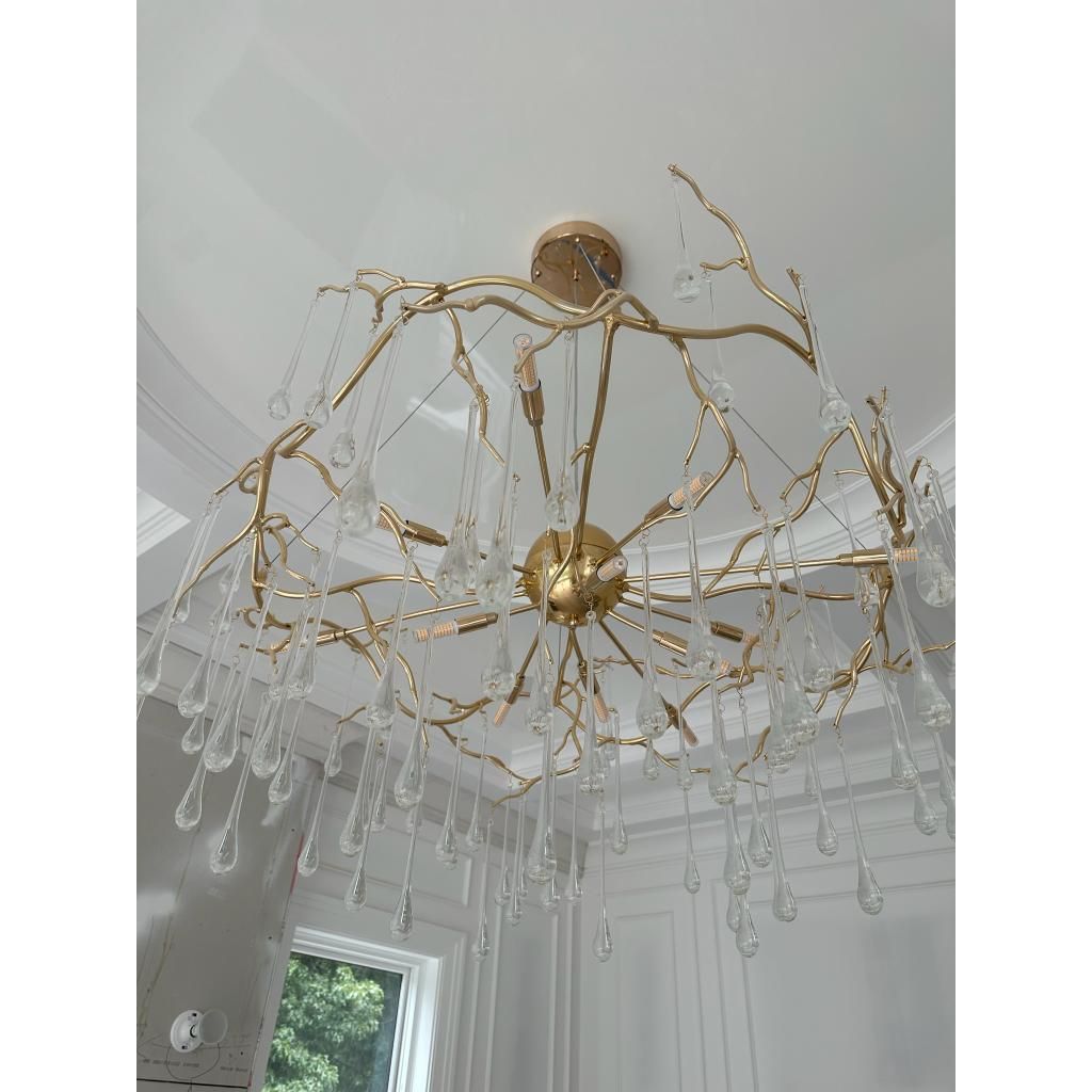 Dawn Lukas Teardrop Branching Brass Round Chandelier - Italian Concept