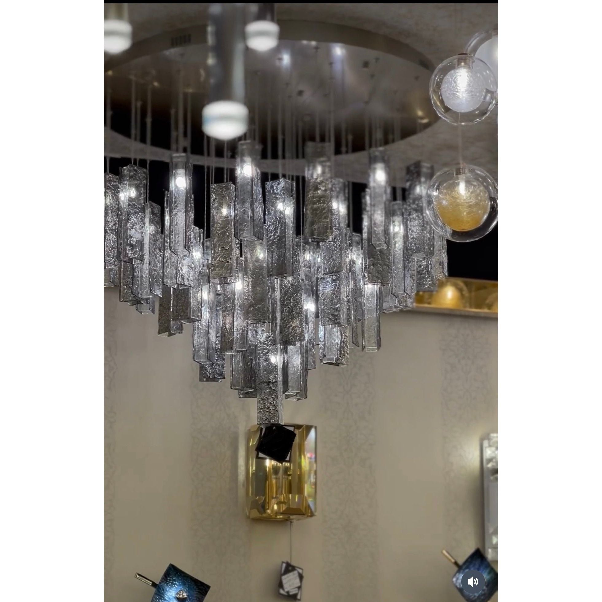 Rain Square Cluster Glass tile Pendant Chandelier - Italian Concept