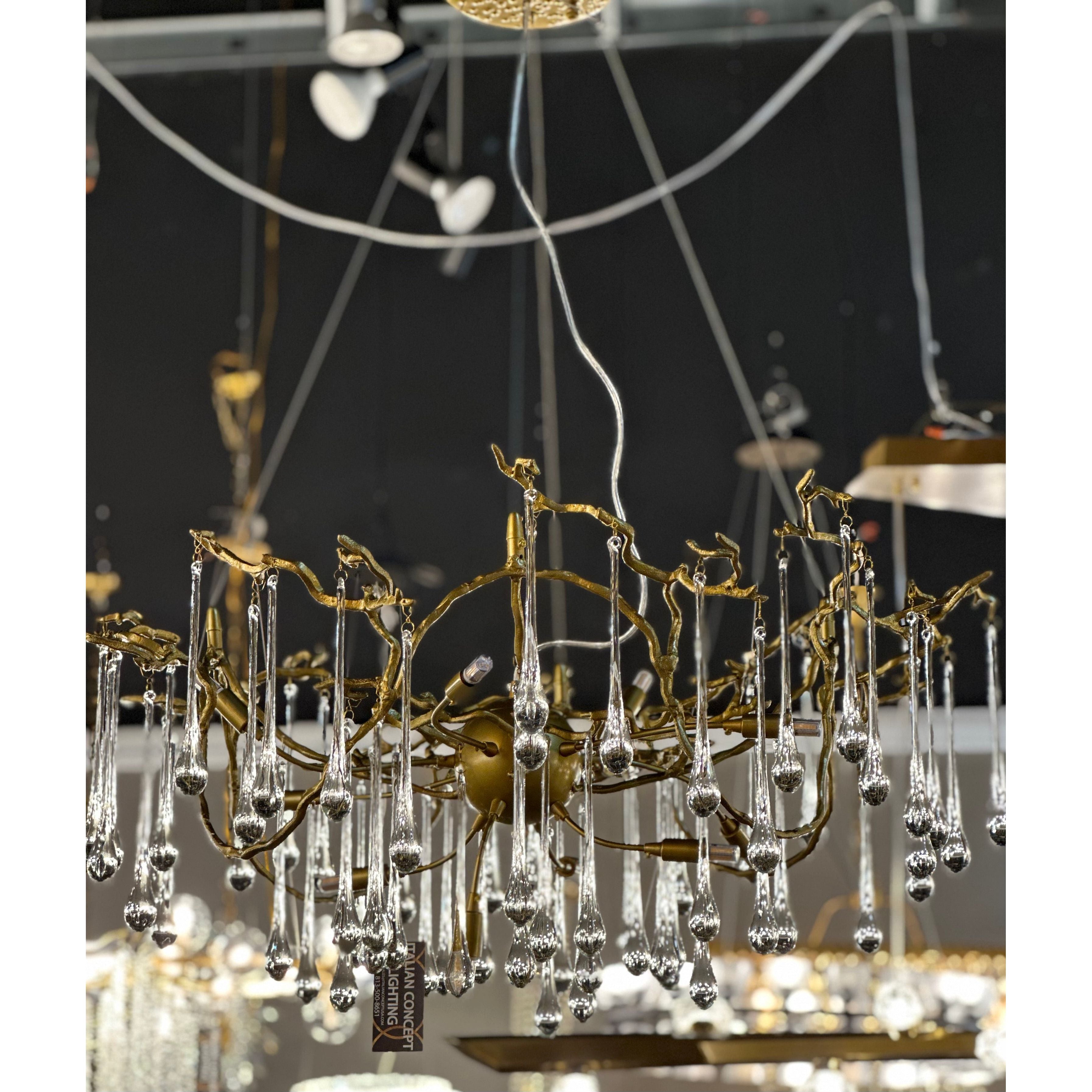 Dawn Lukas Teardrop Branching Brass Round Chandelier - Italian Concept