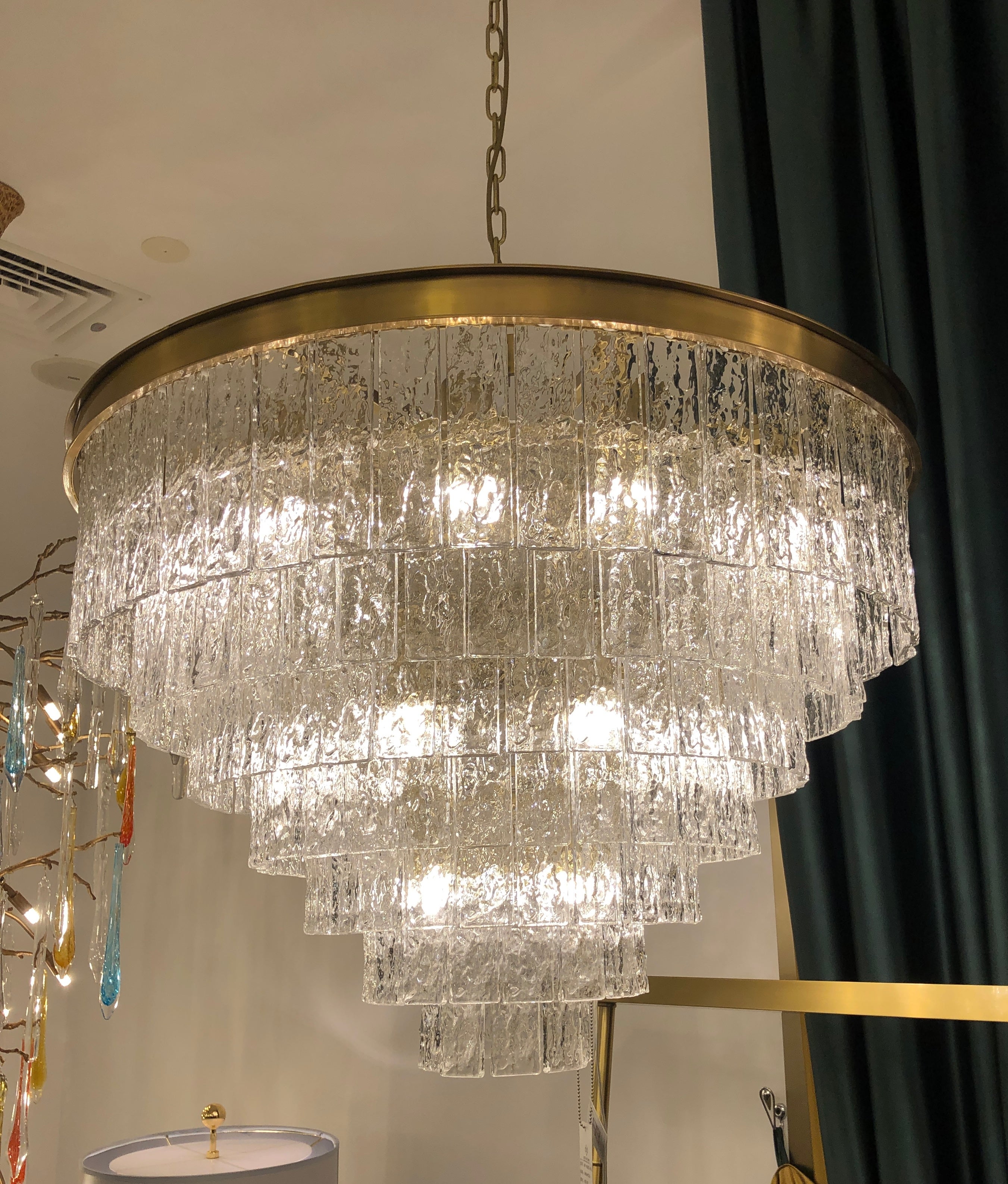 Oliver Round Tiered Glass Tile Chandelier Collection - Italian Concept