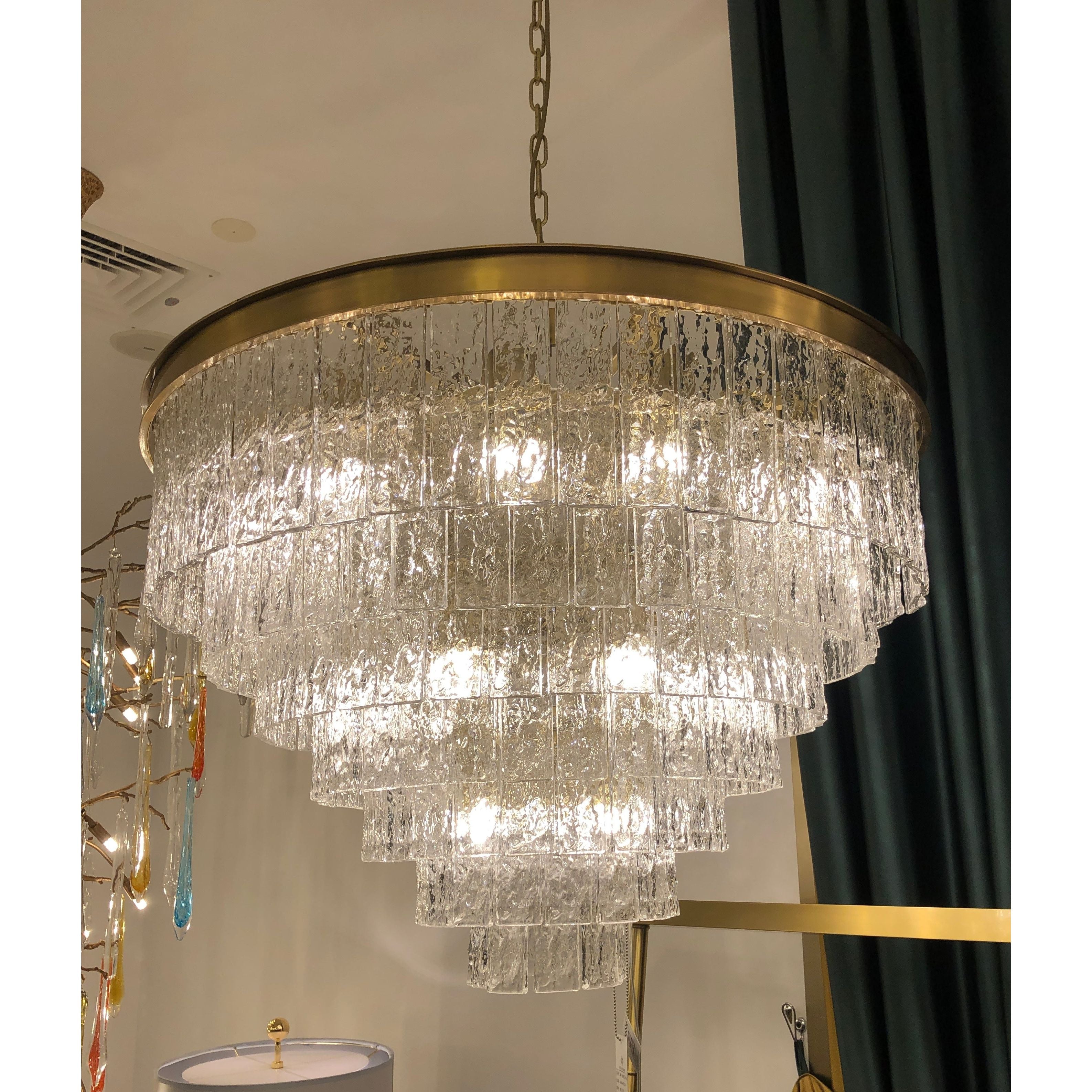 Oliver Round Tiered Glass Tile Chandelier Collection - Italian Concept