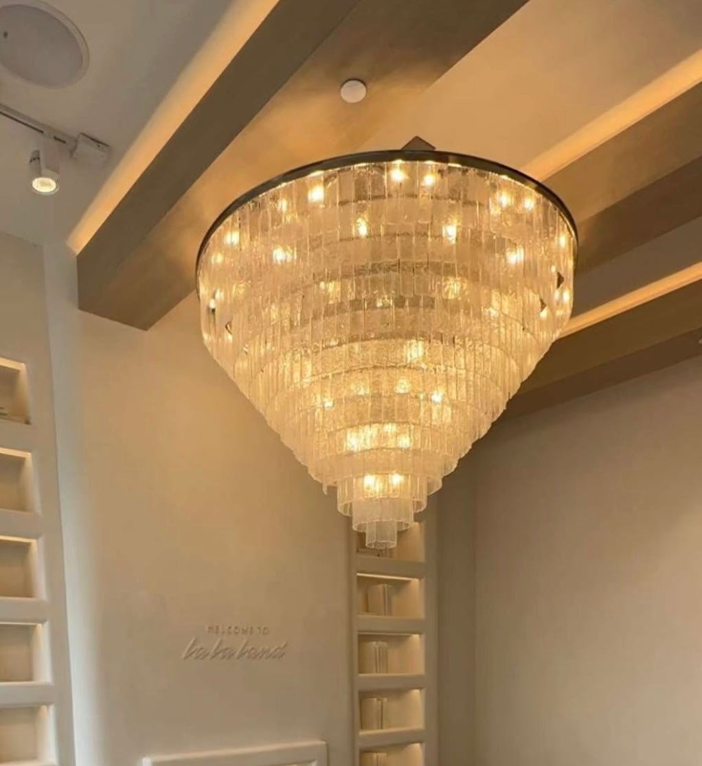 Seline Cracked Textured Glass Round Chandelier Collection - Italian Concept