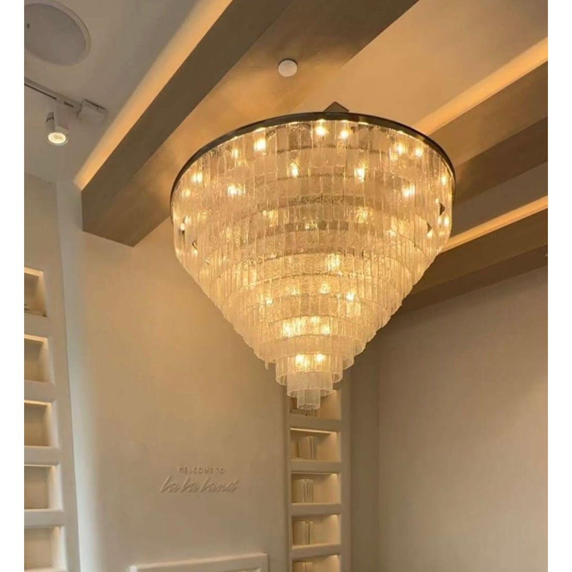 Seline Cracked Textured Glass Round Chandelier Collection - Italian Concept