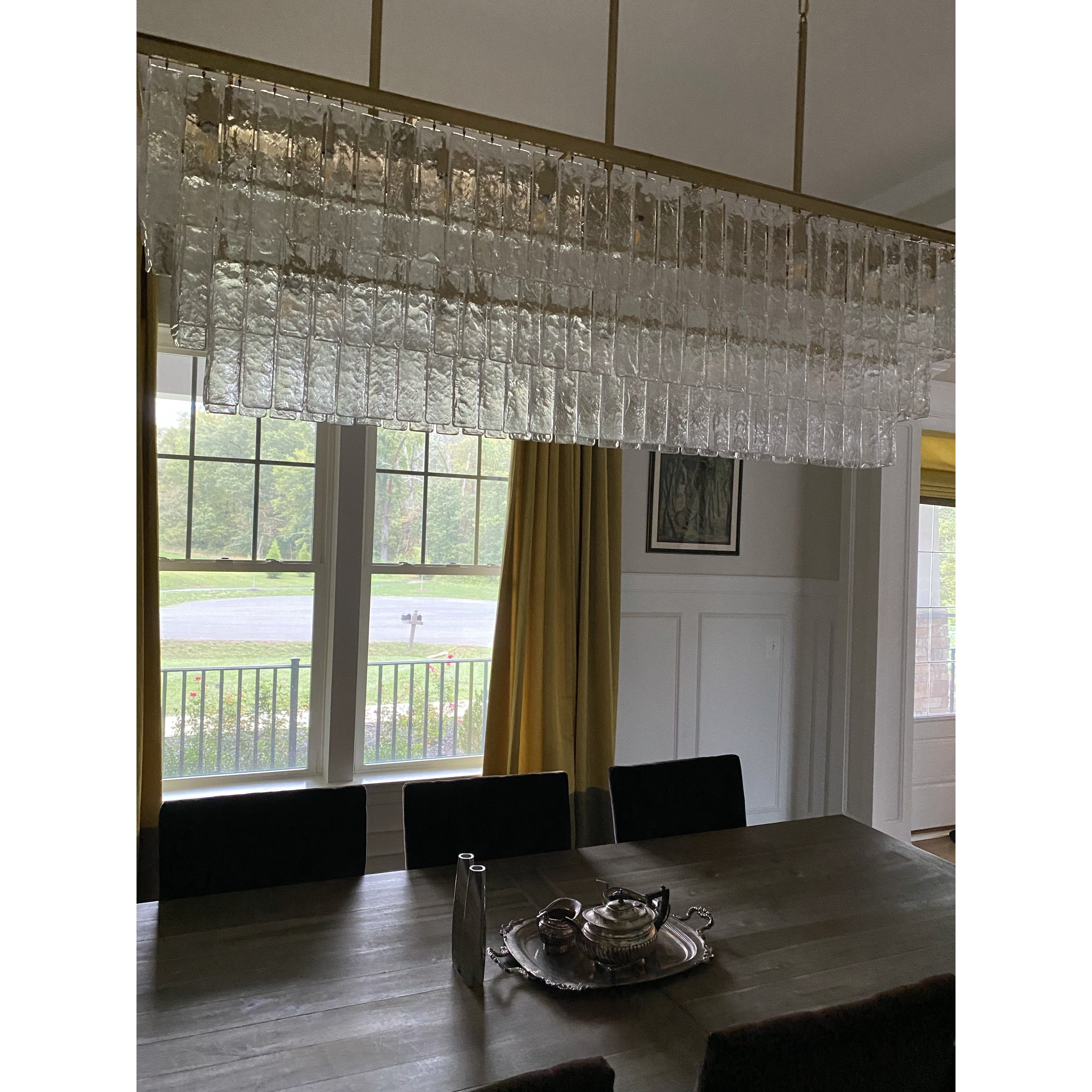 Seline 3-Tier Rectangular Cracked Textured Glass Chandelier - Italian Concept