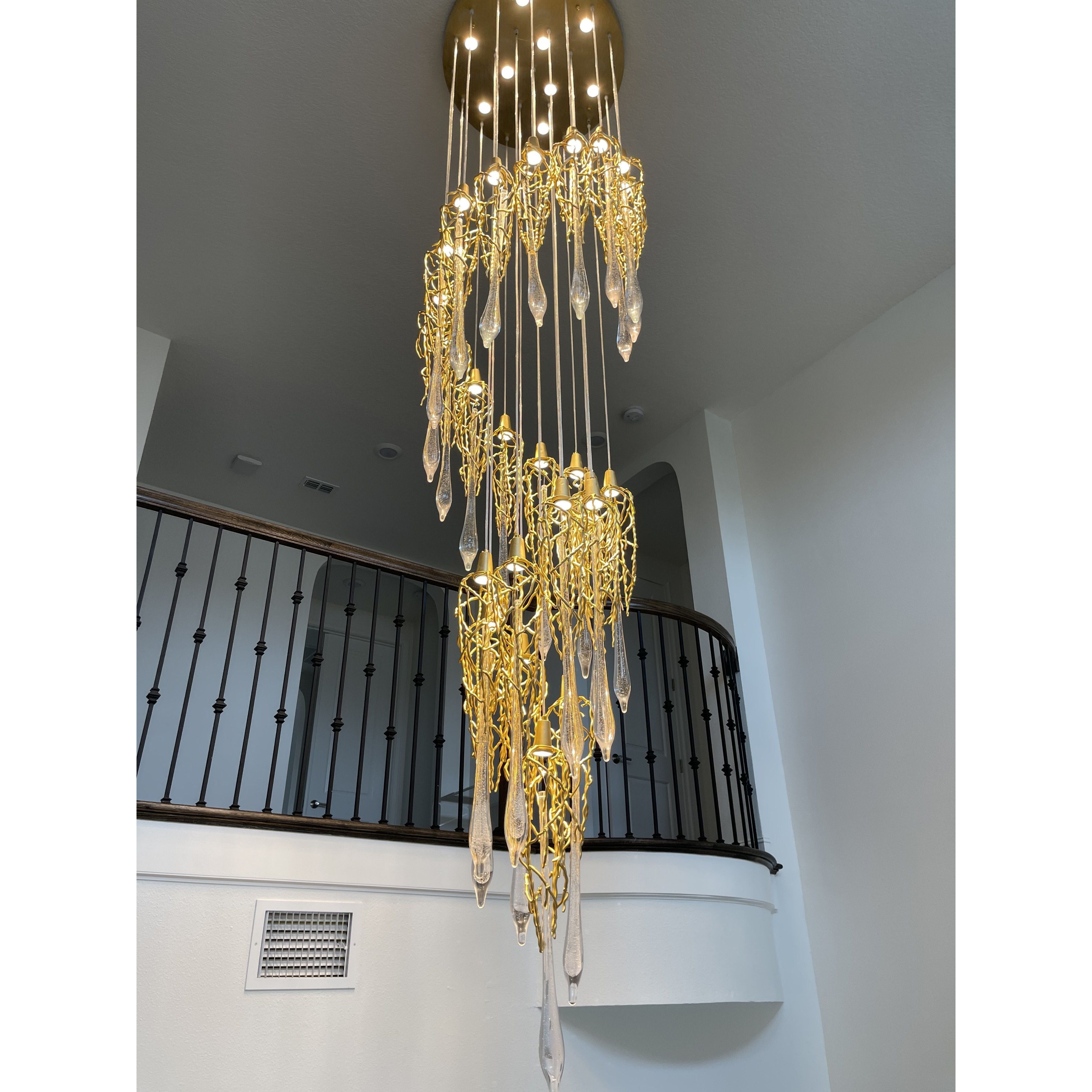 Organic Round Branching 25 Pendant Teardrop Foyer Chandelier - Italian Concept