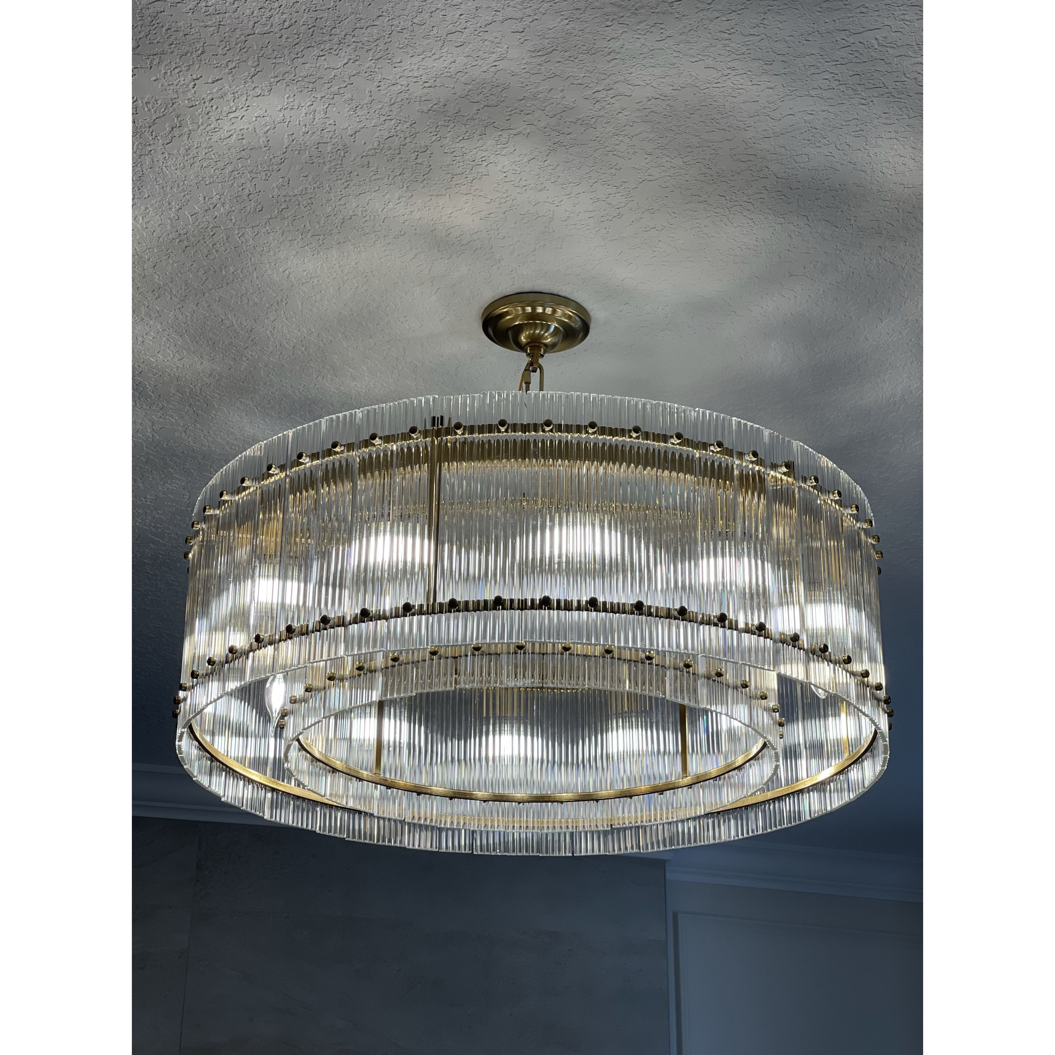 Carmel Round Ribbed Glass Tile Chandelier - Italian Concept - Size