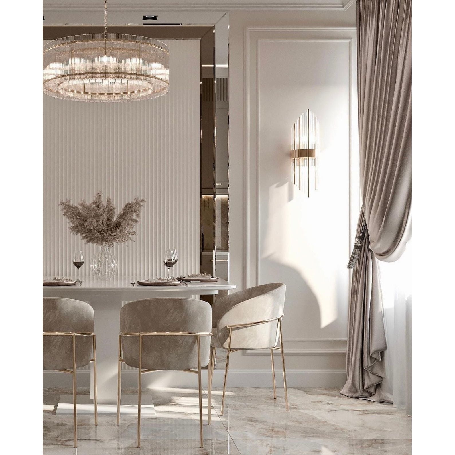 Carmel Round Ribbed Glass Chandelier - Italian Concept