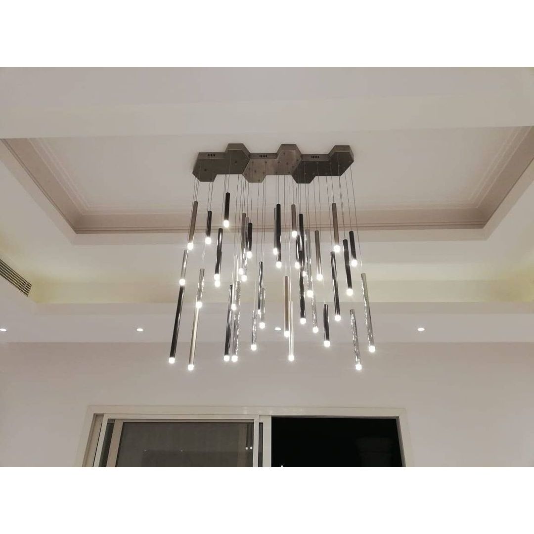 Bellini Square Two-Tone Tubular Pendant Light Chandelier - Italian Concept - 